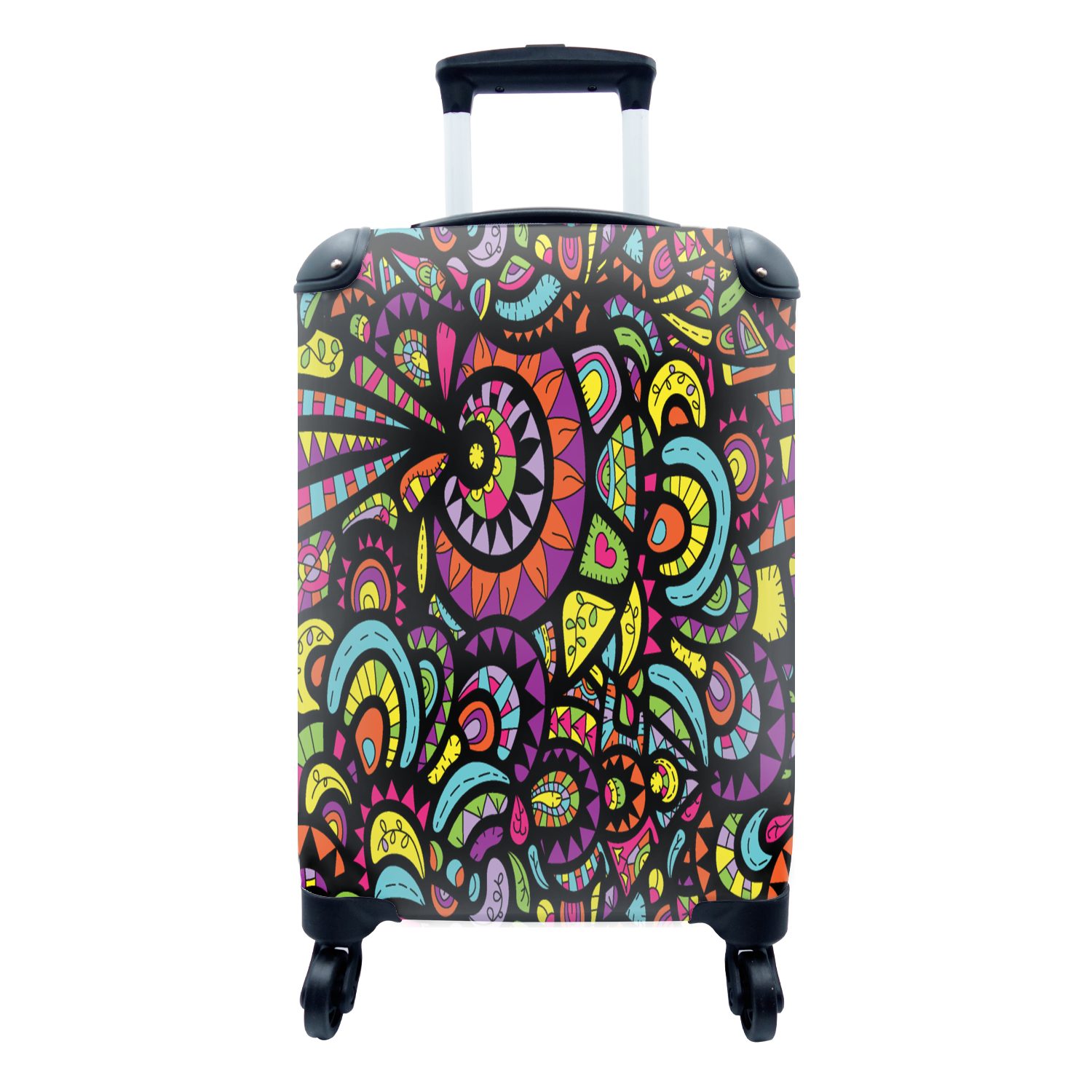 Trolley, rollen, MuchoWow - Mandala Ferien, - Handgepäckkoffer Handgepäck Design für Reisetasche Reisekoffer 4 Regenbogen, mit Rollen,