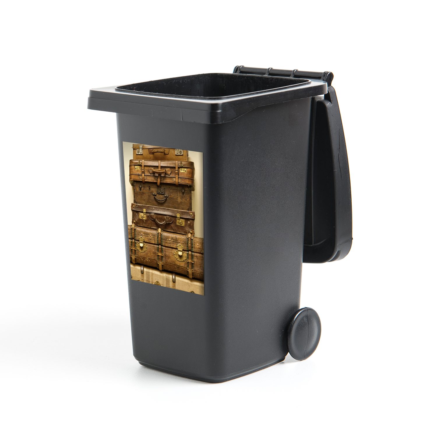 MuchoWow Wandsticker Koffer - Vintage - Antik (1 St), Mülleimer-aufkleber, Mülltonne, Sticker, Container, Abfalbehälter