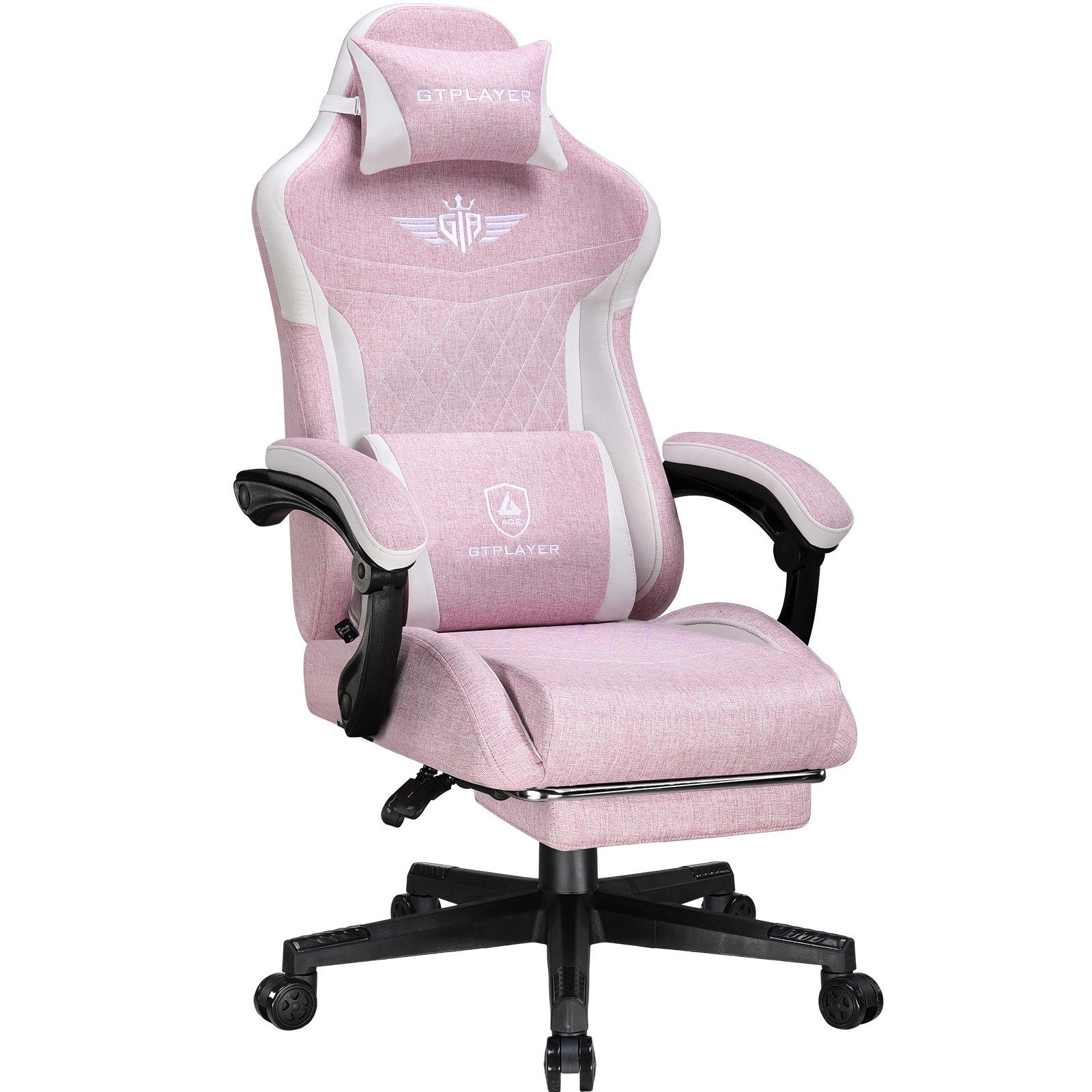 GTPLAYER Gaming-Stuhl Ergonomischer Gaming Sessel Schreibtischstuhl mit Stoffoberfläche (Pacekung), Federsitzkissen