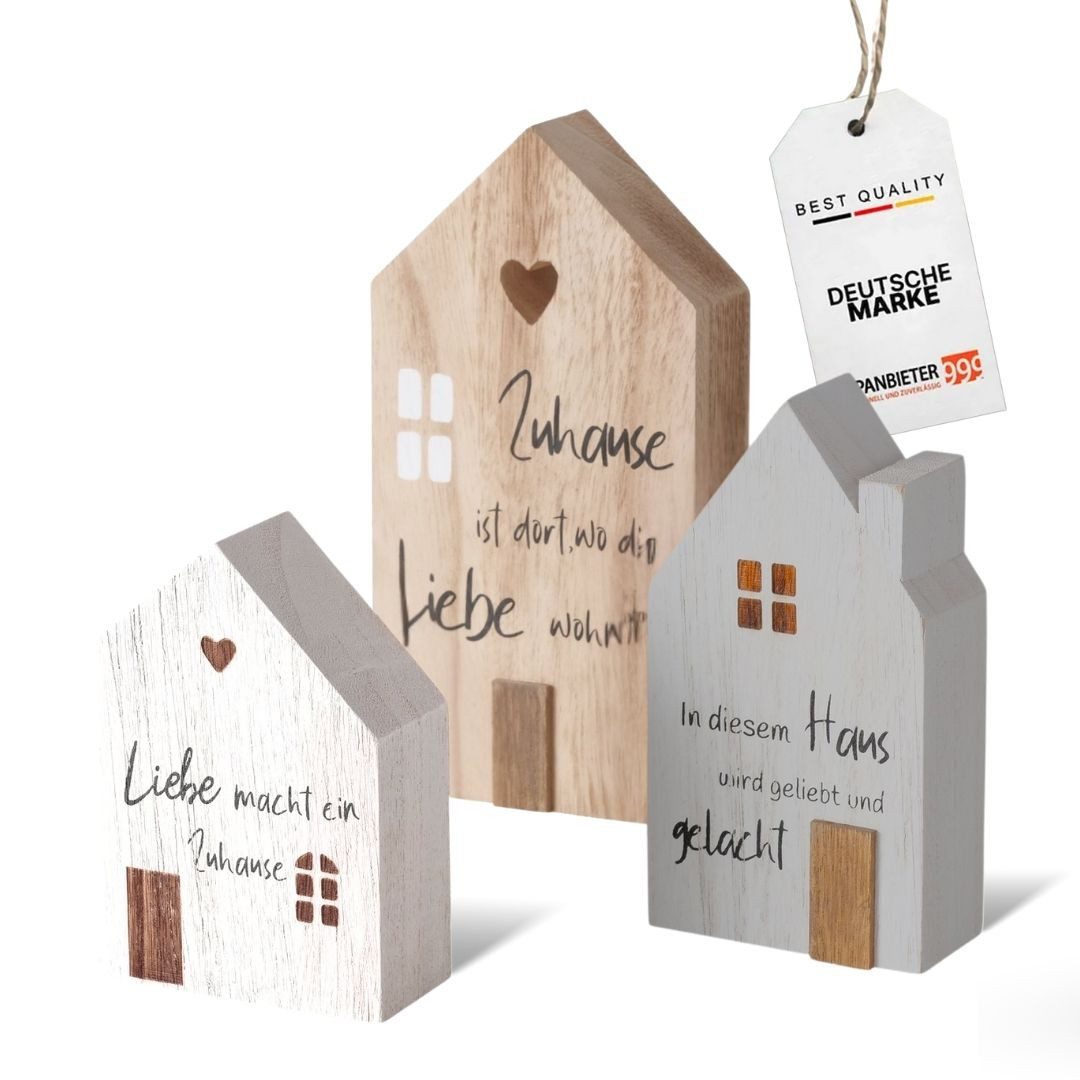 Topanbieter999 Dekoobjekt Holz Deko Häuser mit Sprüchen Set (3 St., 3er Set)