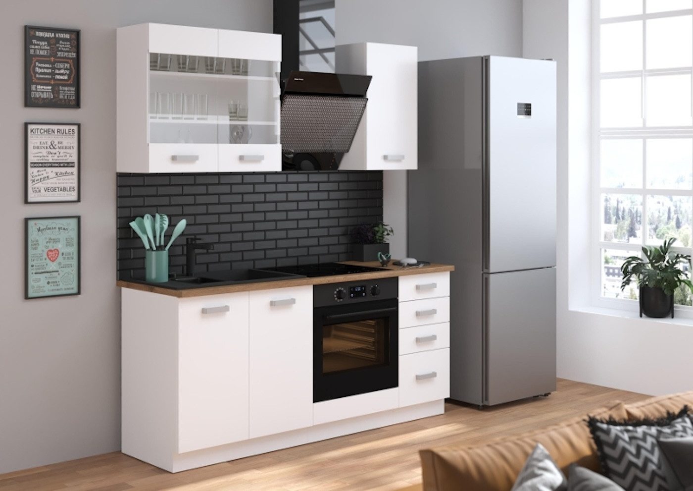 ROYAL24_MARKT Küchenzeile - Dynamik für Ihr Zuhause, Edle Stoffe - Eleganter Look - Hohe Güte