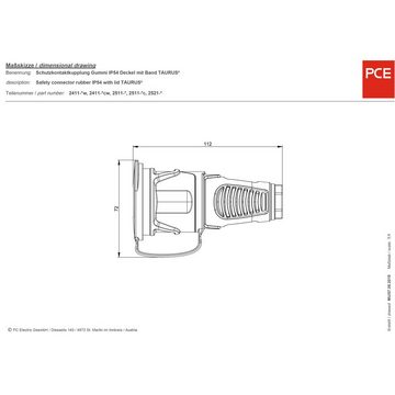 PCE PCE 2521-sr Schutzkontaktkupplung Vollgummi, Thermoplast 250 V Schwar Steckernetzteil