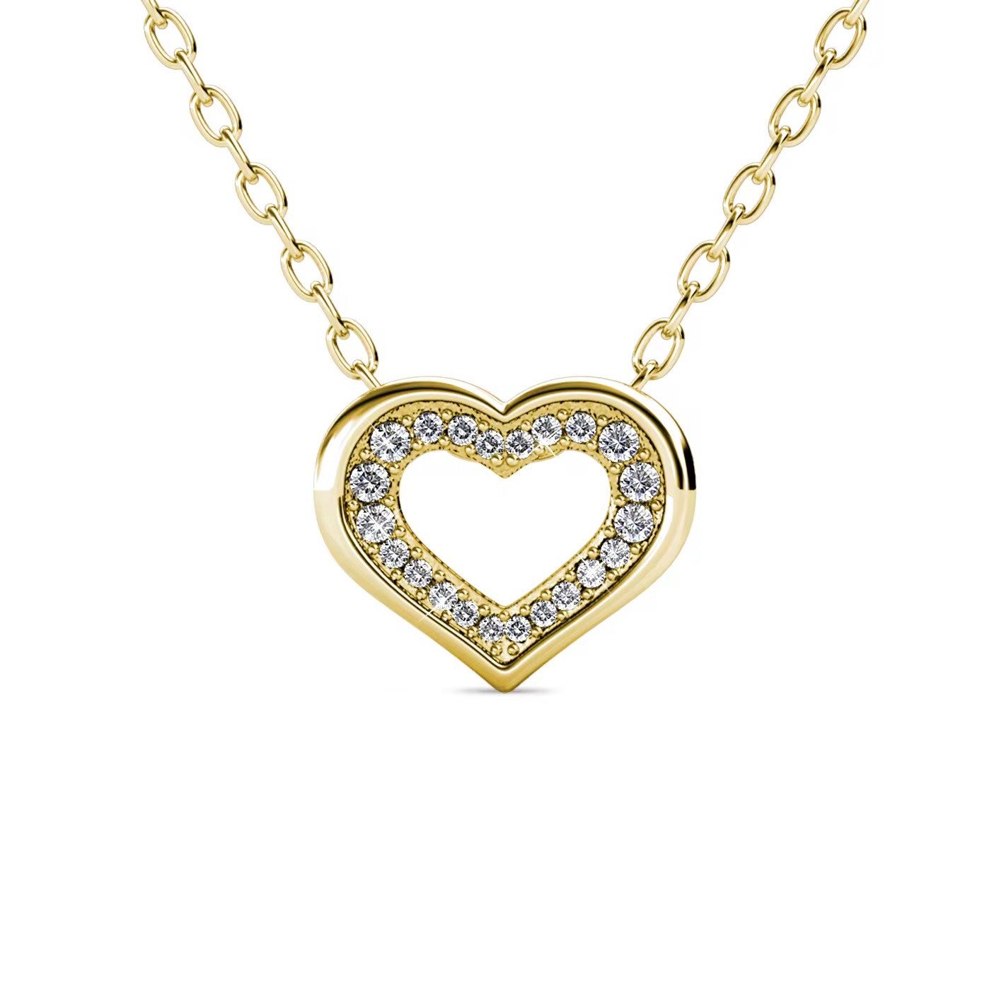ROUGEMONT Herzkette Zirkonia Herz Damen Halskette mit funkelnden AAAA Zirkonia 45cm, Hypoallergen