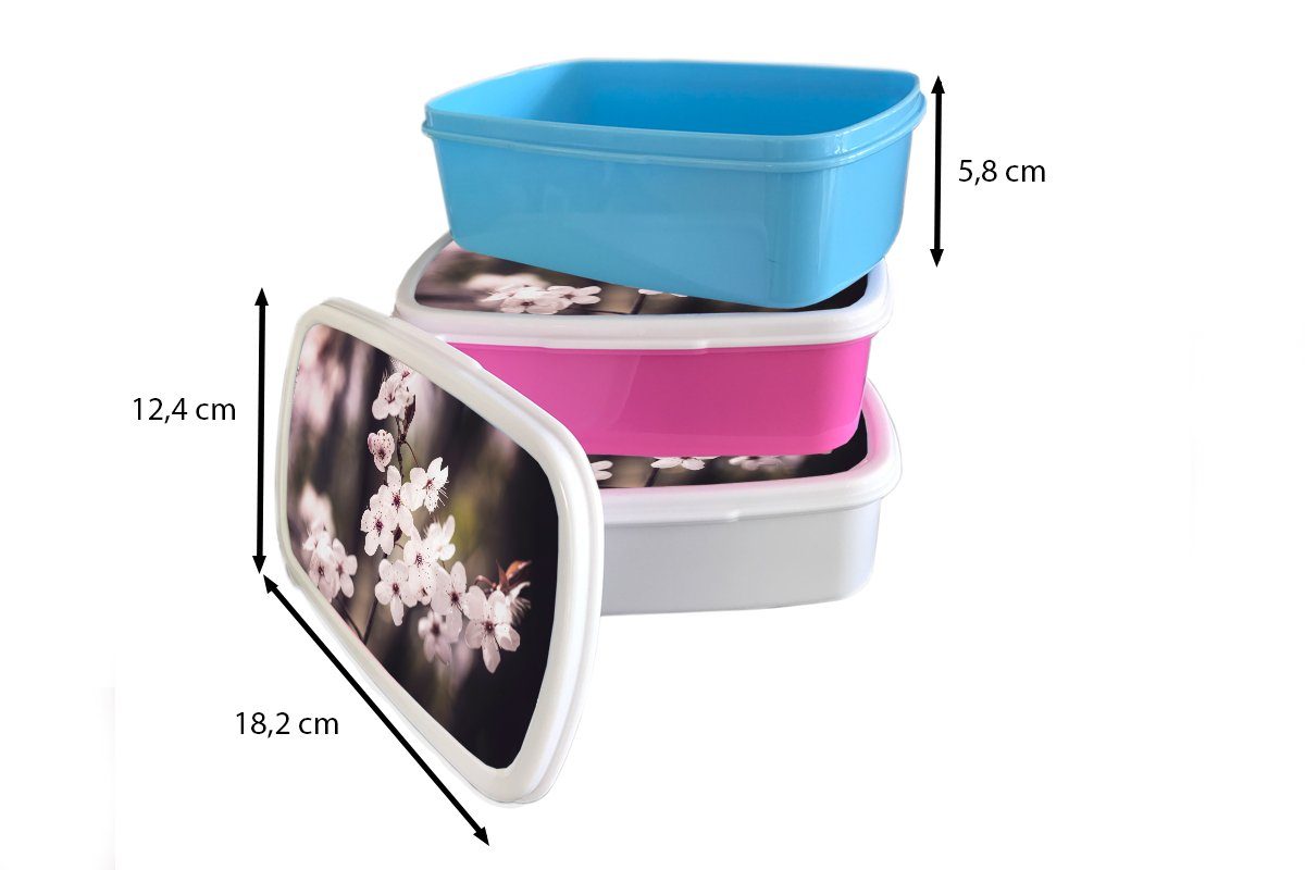 Weiß und (2-tlg), - Natur für und - Pflanze Erwachsene, Blumen Blüte, Lunchbox - - Brotbox Kinder Jungs Mädchen MuchoWow Kunststoff, für Brotdose,