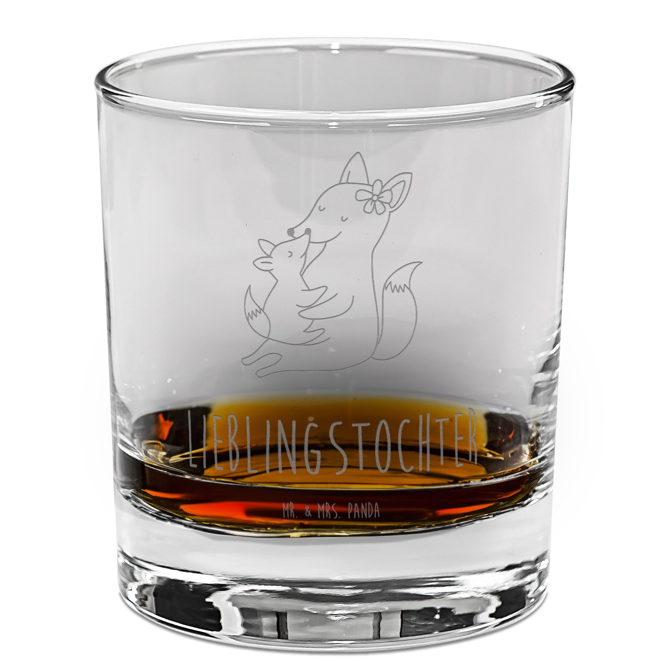 Mr. & Mrs. Panda Whiskyglas Fuchs Mama, Tumbler, Transparent, Schoß, Tumbler Glas, Opa, Whisky, M, Premium Glas, Scotch Glas Gravur Whiskyglas Geschenk