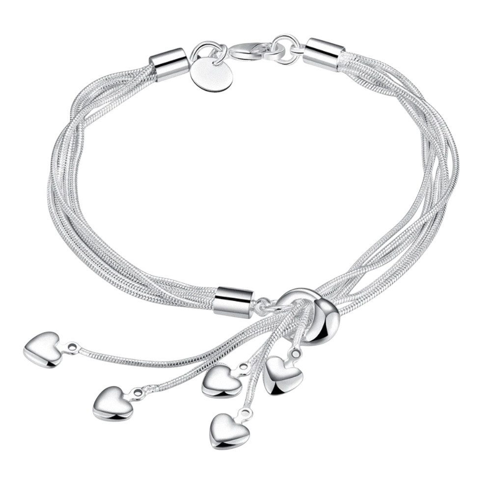 Taffstyle Silberarmband Damen Armband 925 Sterling Silber filigran mit 5 He günstig online kaufen