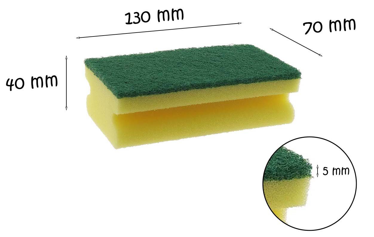 varivendo Reinigungsschwamm Vliesschwamm Reinigungsschwamm Gelb/Grün 70x130x45mm, Schwamm Reinigung Vliesschwamm Allzweckschwamm
