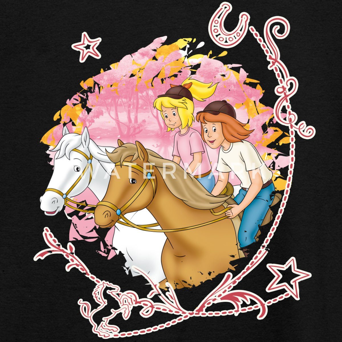 Spreadshirt T-Shirt Bibi Und Tina Wettreiten Im Wald Teenager T-Shirt (1-tlg)