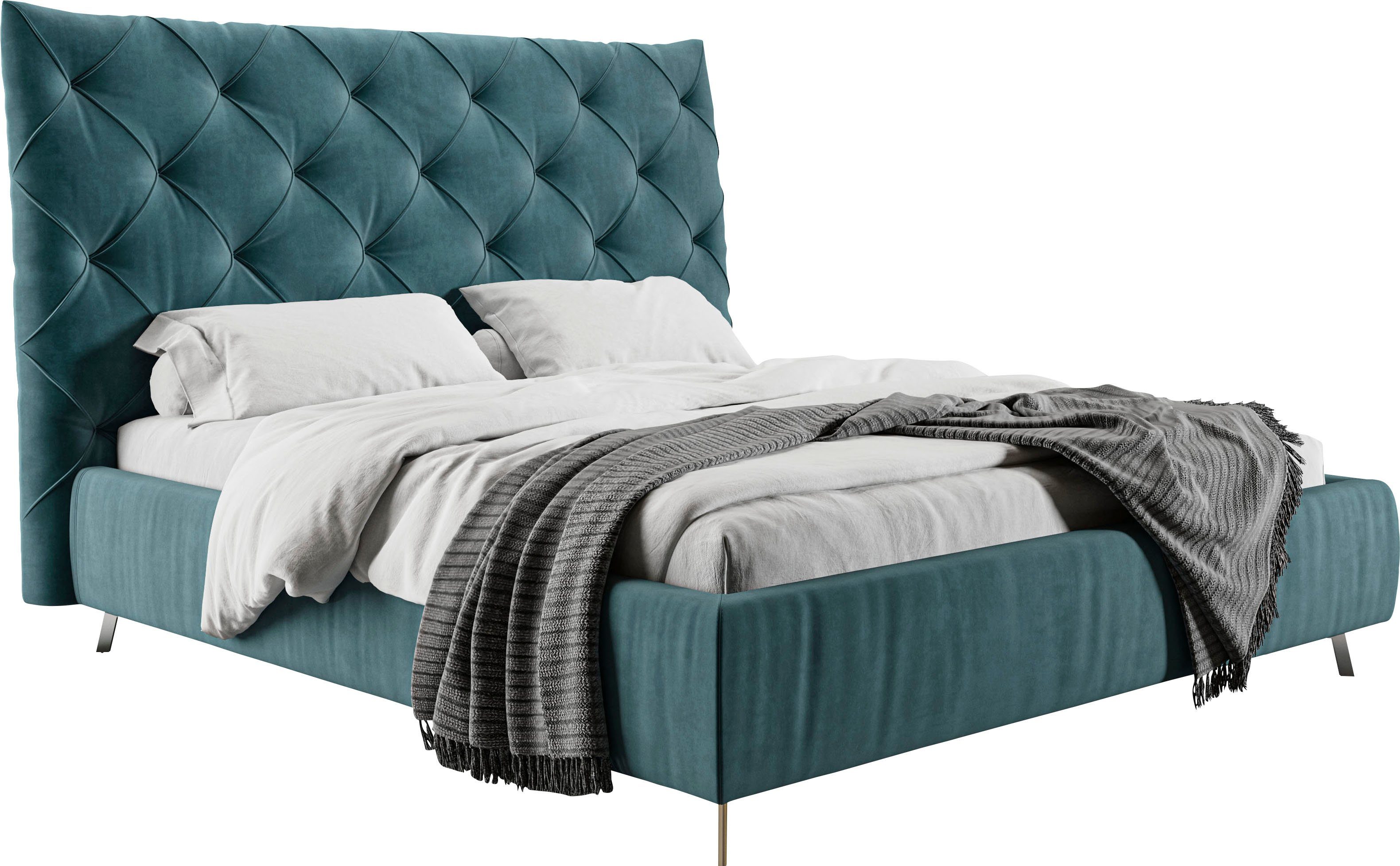 Places of Style Polsterbett Elloree, in 4 Breiten, hinten mit Originalstoff bezogen, auch in Leder, Kopfteilhöhe 143cm, belastbar bis 280 kg, auch in Überlänge 220cm