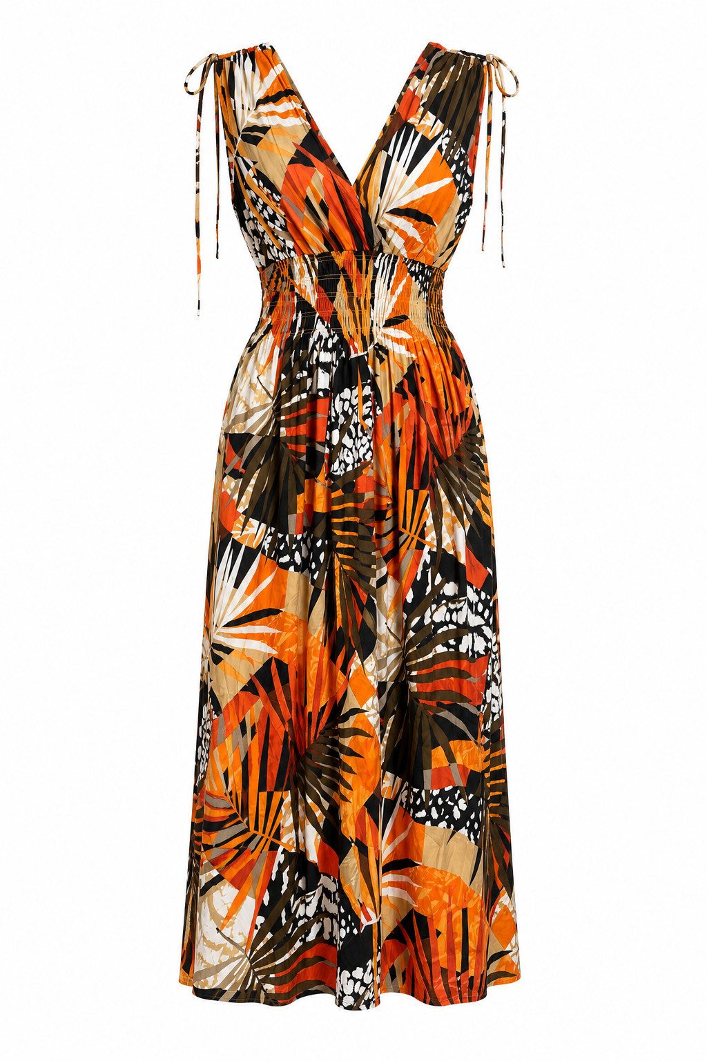 ITALY VIBES Sommerkleid - sommerliches Viskose Maxikleid mit Tropical Print für Damen