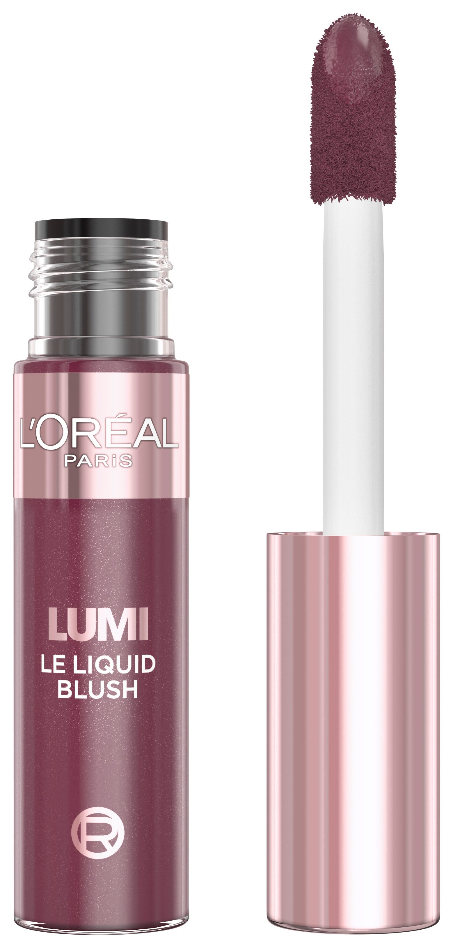 L'ORÉAL PARIS Rouge LUMI LE LIQUID BLUSH GLOWY, flüssige Textur, schimmernde und intensive Farbe, glänzendes Finish