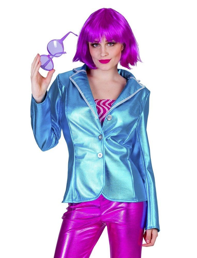 Funny Fashion Kostüm Disco Fever Jacke für Damen - Blau