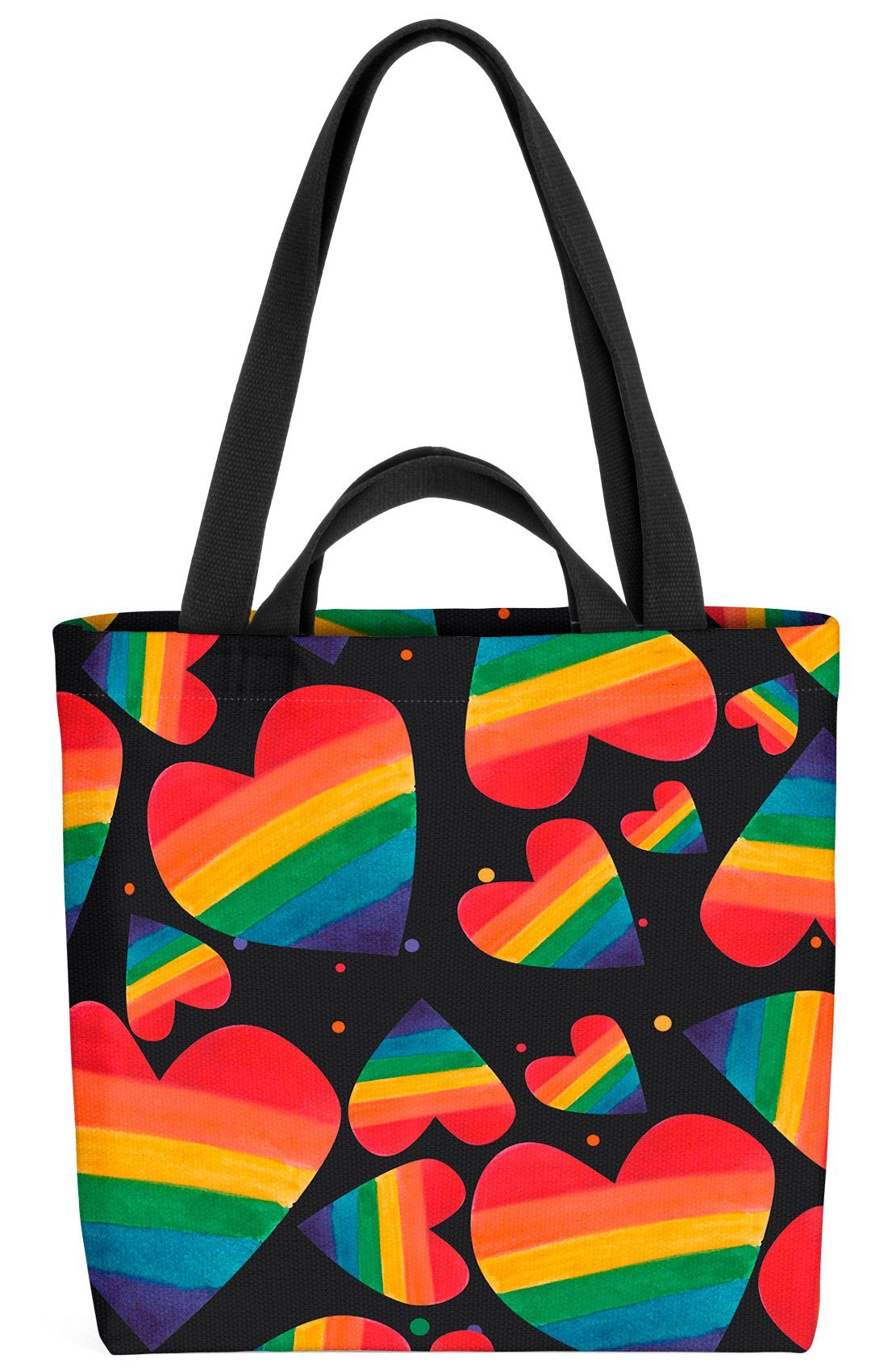 VOID Henkeltasche (1-tlg), Herz Regenbogen Streifen LGBTQ gestreift Herzen Liebe Gay pride flag