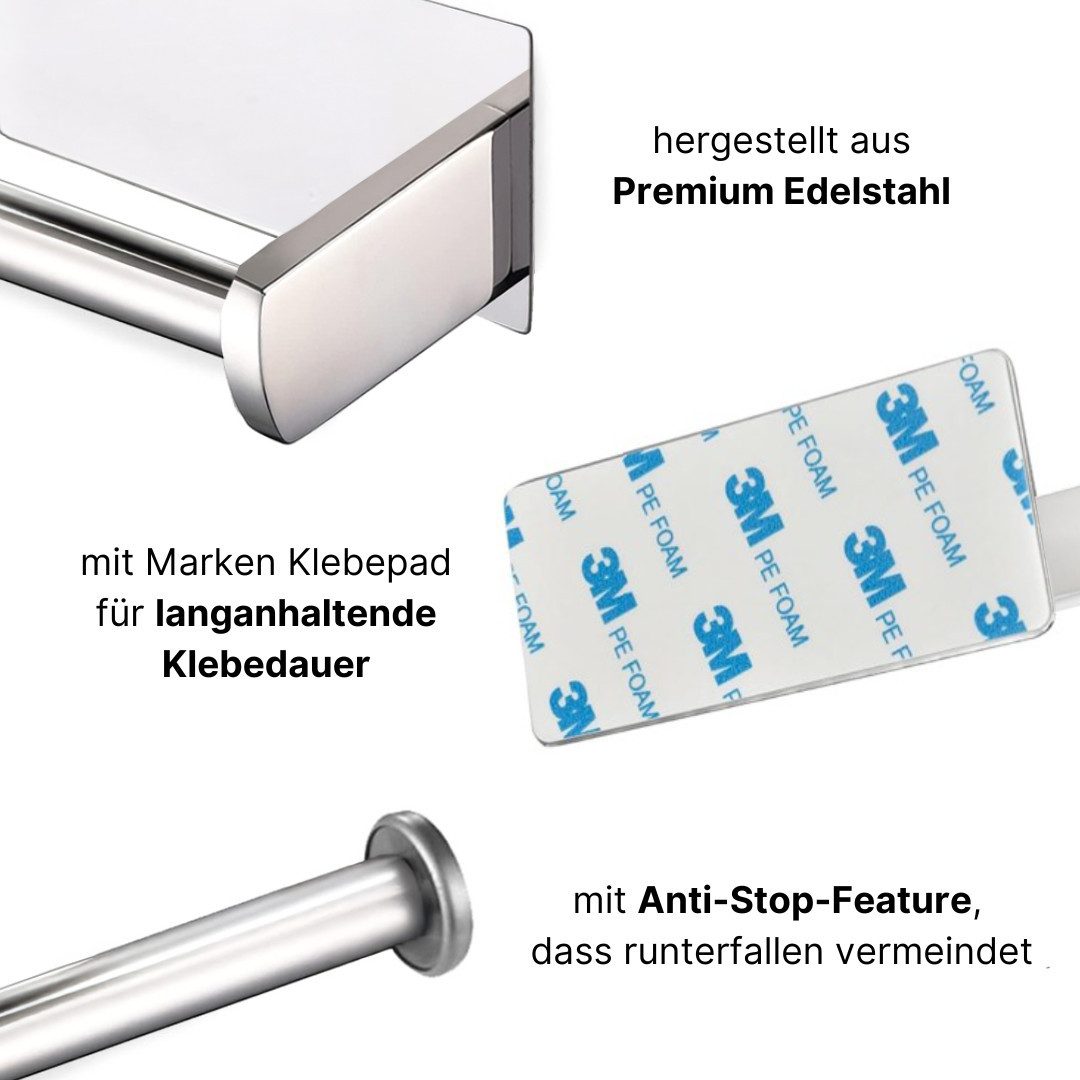 LIVINA HOME Toilettenpapierhalter Klopapierhalter Selbstklebend, WC Rollenhalter ohne Bohren Edelstahl, WC Halter Rollenhalter Papierhalter Klorollenhalter – Bild 3 von 5