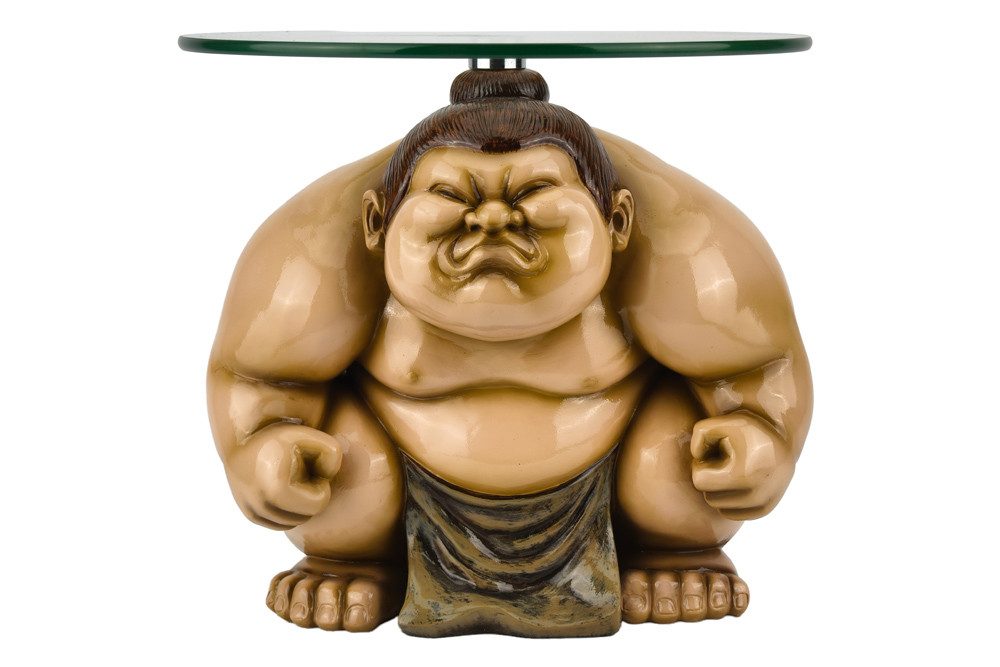 riess-ambiente Beistelltisch SUMO 30cm beige/natur - Skulptur, Glas, handgefertigt, modern, rund (Einzelartikel, 1-St), Markanter Ablagetisch - ideal als dekorativer Akzent im Wohnzimmer