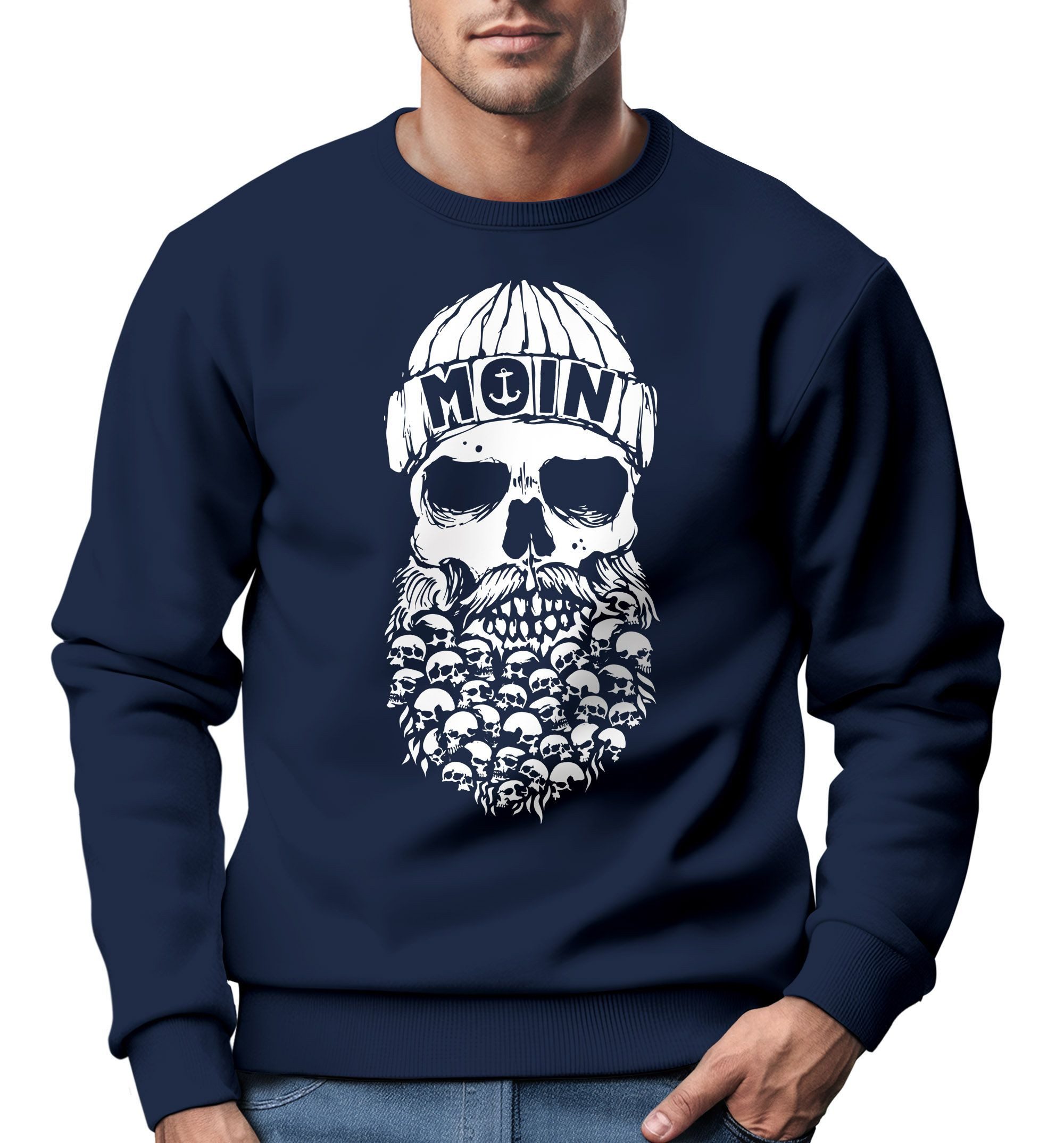 Neverless Sweatshirt Sweatshirt Herren Totenkopf Nordisch günstig online kaufen