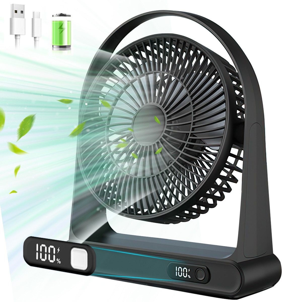 Tischventilator Tischventilator Mini USB-Ventilator tragbar Tischventilator schwarz