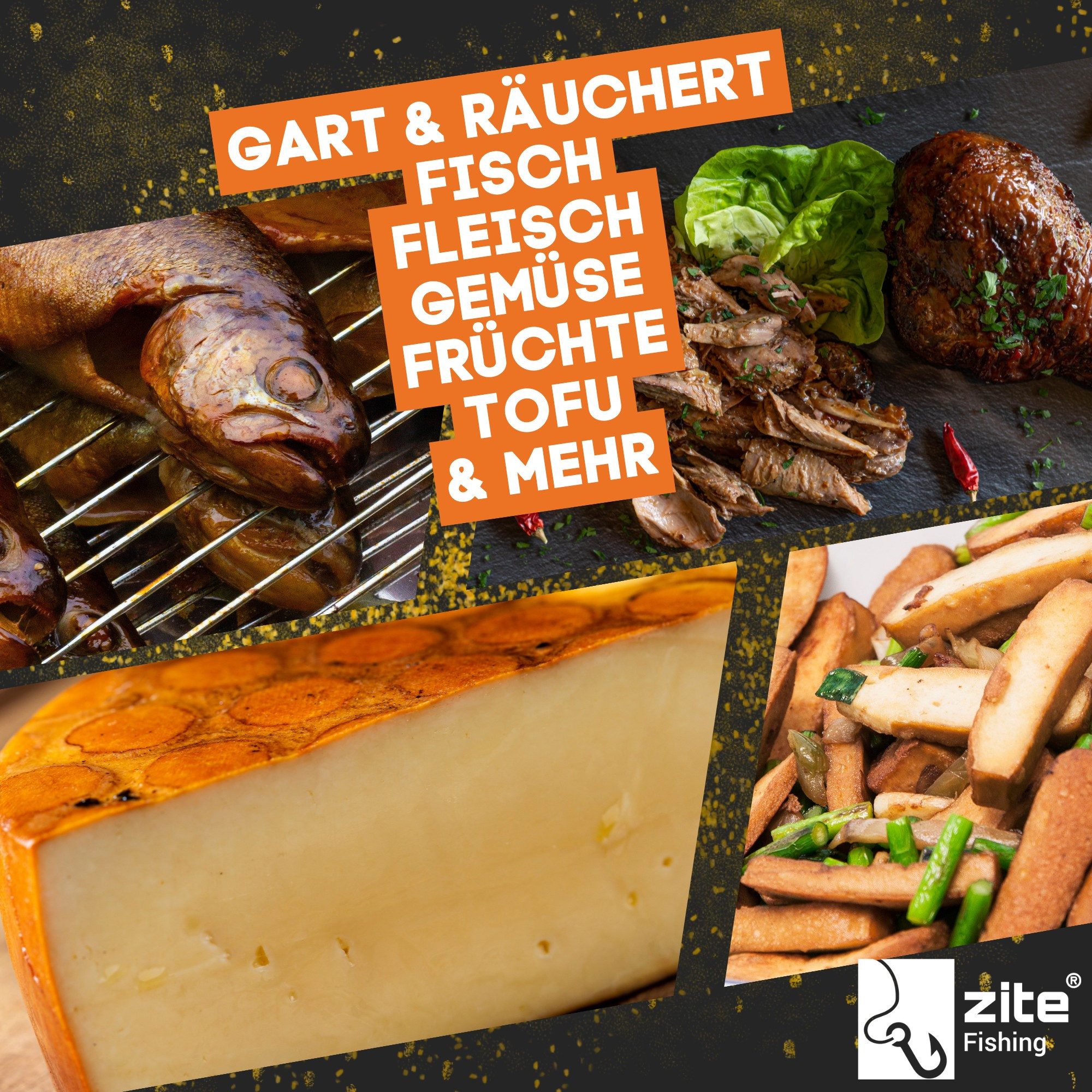 Zite Räucherofen Tisch-Räucherofen mit Räuchermehl & Räucherlake für Forelle Räuchern, Starterset