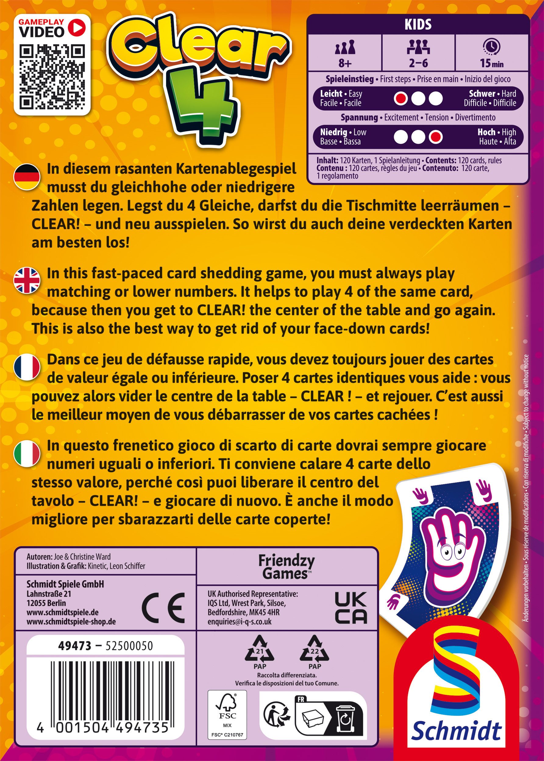 Schmidt Spiele Spiel Clear 4, Familienspiel