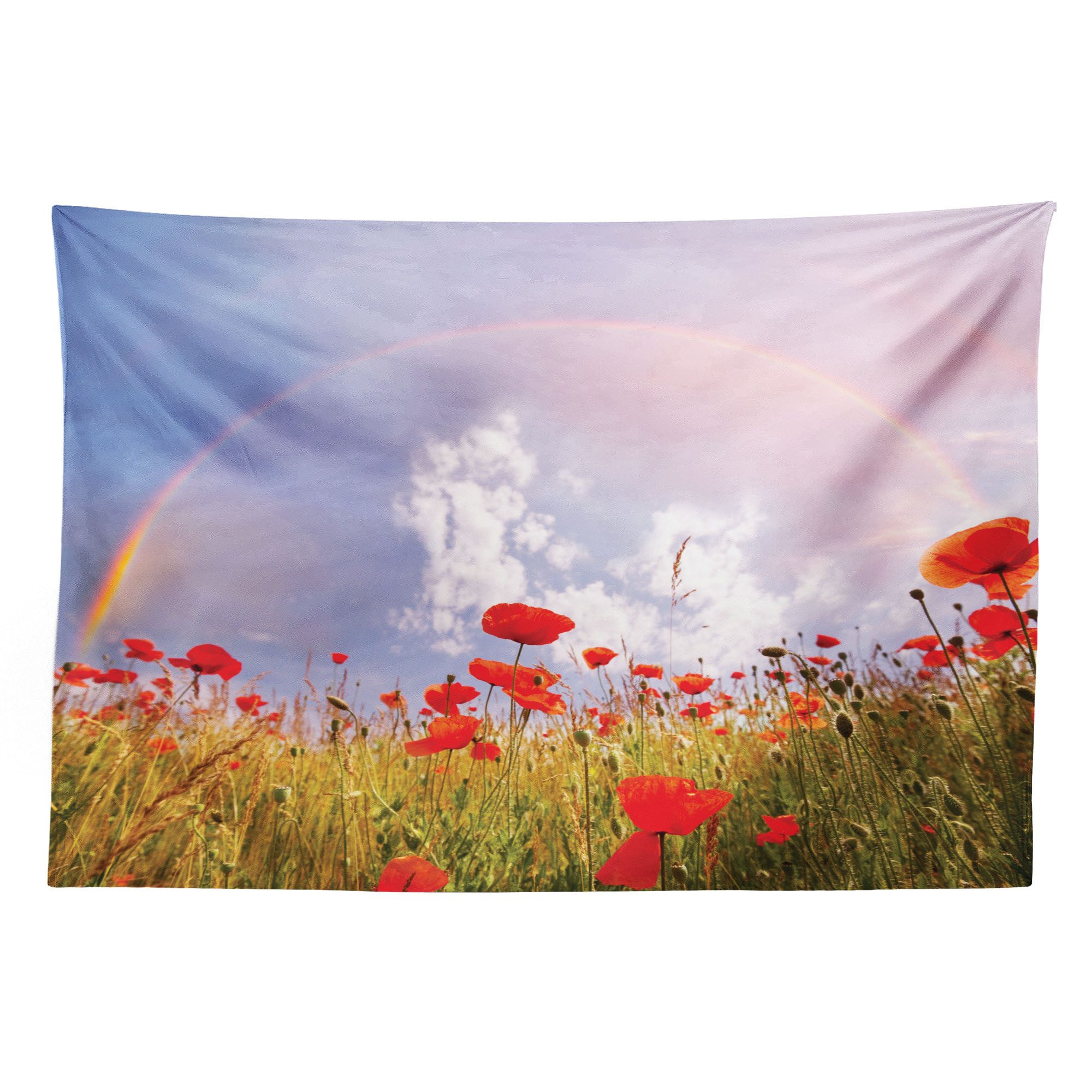 Abakuhaus Wandteppich aus Weiches Mikrofaser Stoff Für das Wohn und Schlafzimmer, rechteckig, Blumen Poppy Blumen auf der Wiese