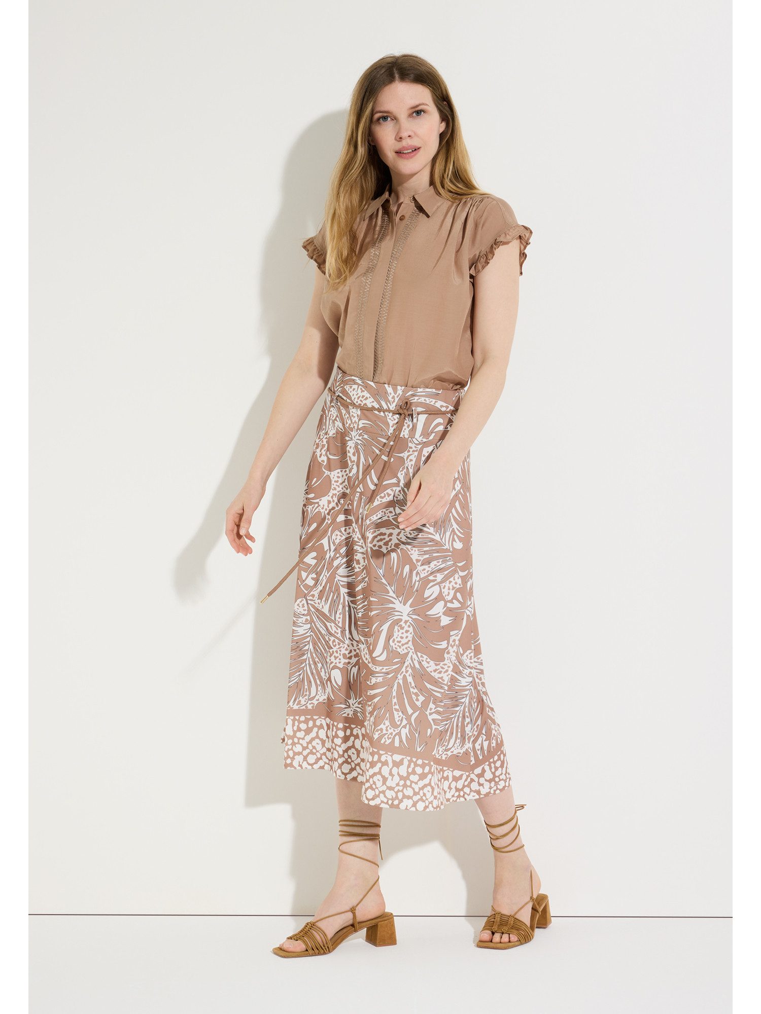 MORE&MORE Jerseyrock unkomplizierter Schlupfrock, Blätterprint