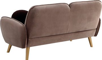 ATLANTIC home collection 3-Sitzer Ben, mit Welleunterfederung,inkl. 2 Dekokissen, goldenen Massivholzfüßen
