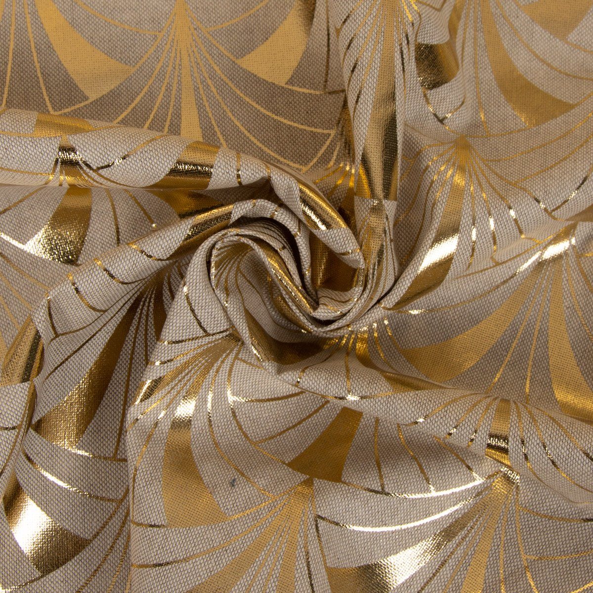 handmade, blickdicht, (1 Germany, LEBEN., SCHÖNER SCHÖNER Smokband made St), Vorhang Vorhang LEBEN. vorgewaschen 245cm, Baumwolle, Bogen natur Art metallic in gold Deco