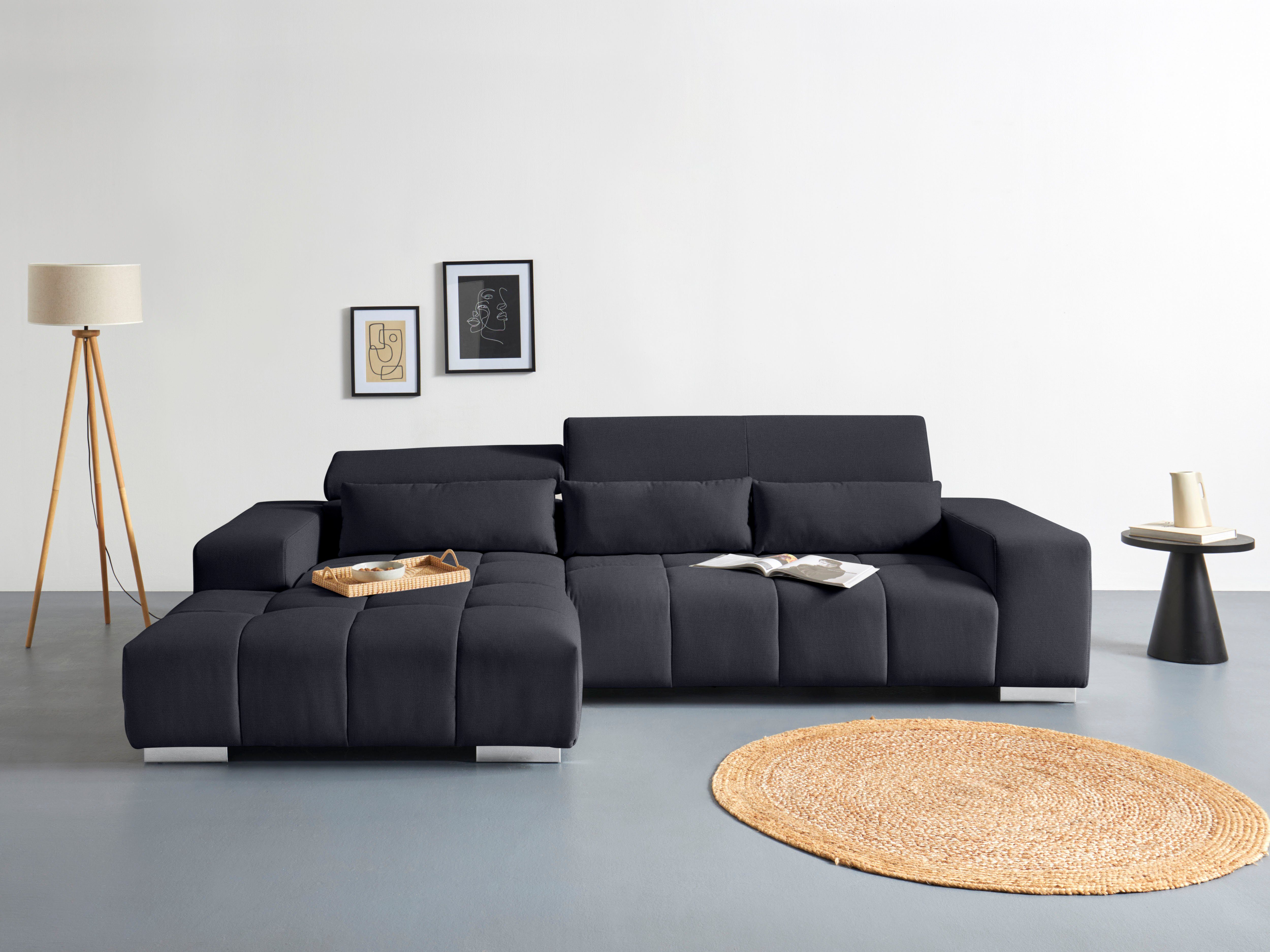 COTTA Ecksofa "Orion L-Form", mit Kopfteilverstellung & 3 Nierenkissen günstig online kaufen