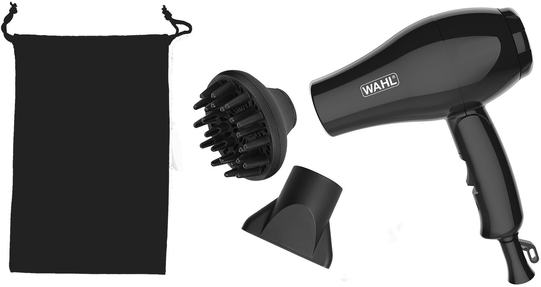 Wahl Haartrockner Travel Dryer, 1000 W, 4- teiliges Reisehaartrockner Styling-Set, Leichtes und kompaktes Design, Diffusor, reisefreundlich