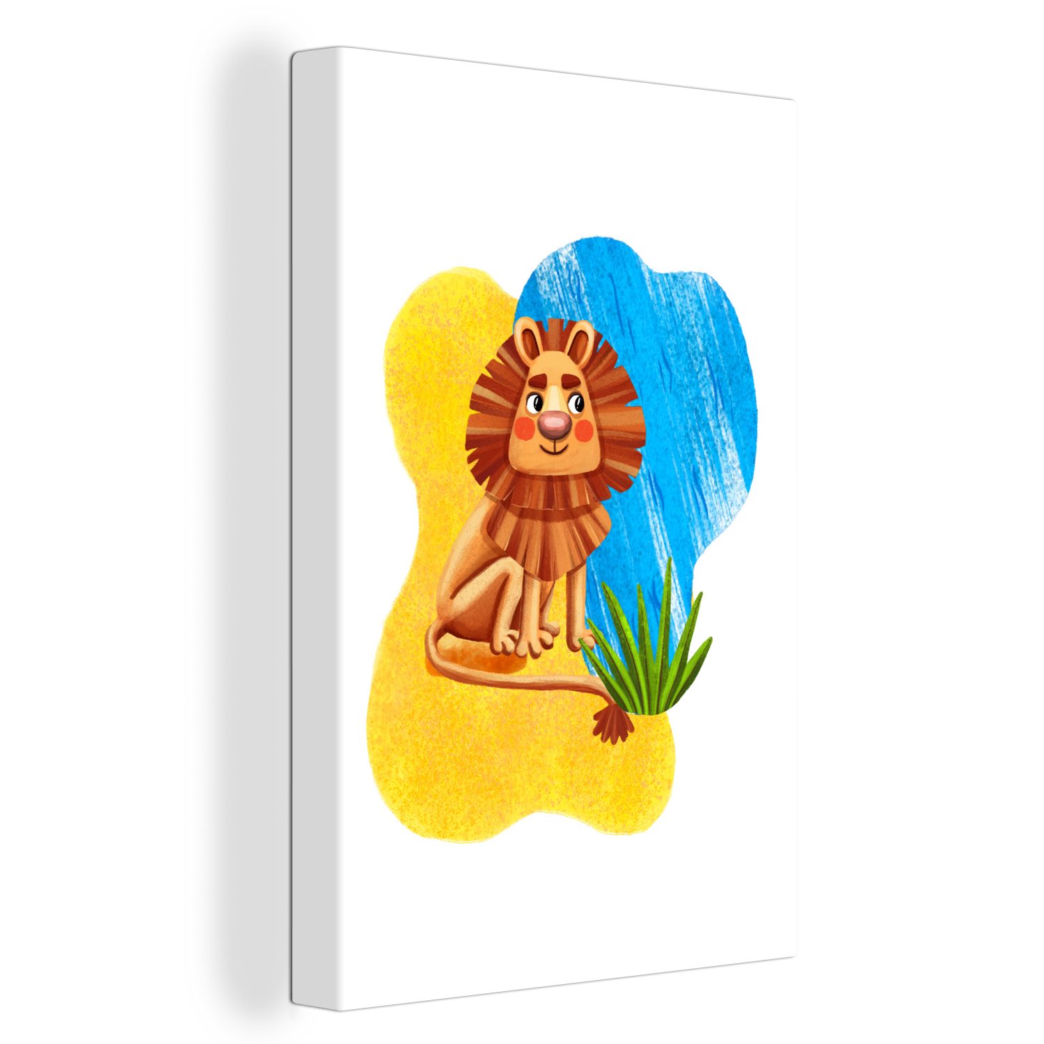 cm - Dschungel, fertig Zackenaufhänger, inkl. Gemälde, bespannt Leinwandbild Wasser OneMillionCanvasses® Löwe 20x30 - St), (1 Leinwandbild