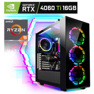 Meinpc Ryzen 9 RTX 4060 Ti 16G Gaming-PC (AMD Ryzen 9 5900X, Nvidia Geforce RTX 4060 Ti 16GB, 32 GB RAM, 1000 GB SSD, RGB, Windows 11 Pro, Gamer, Gaming)