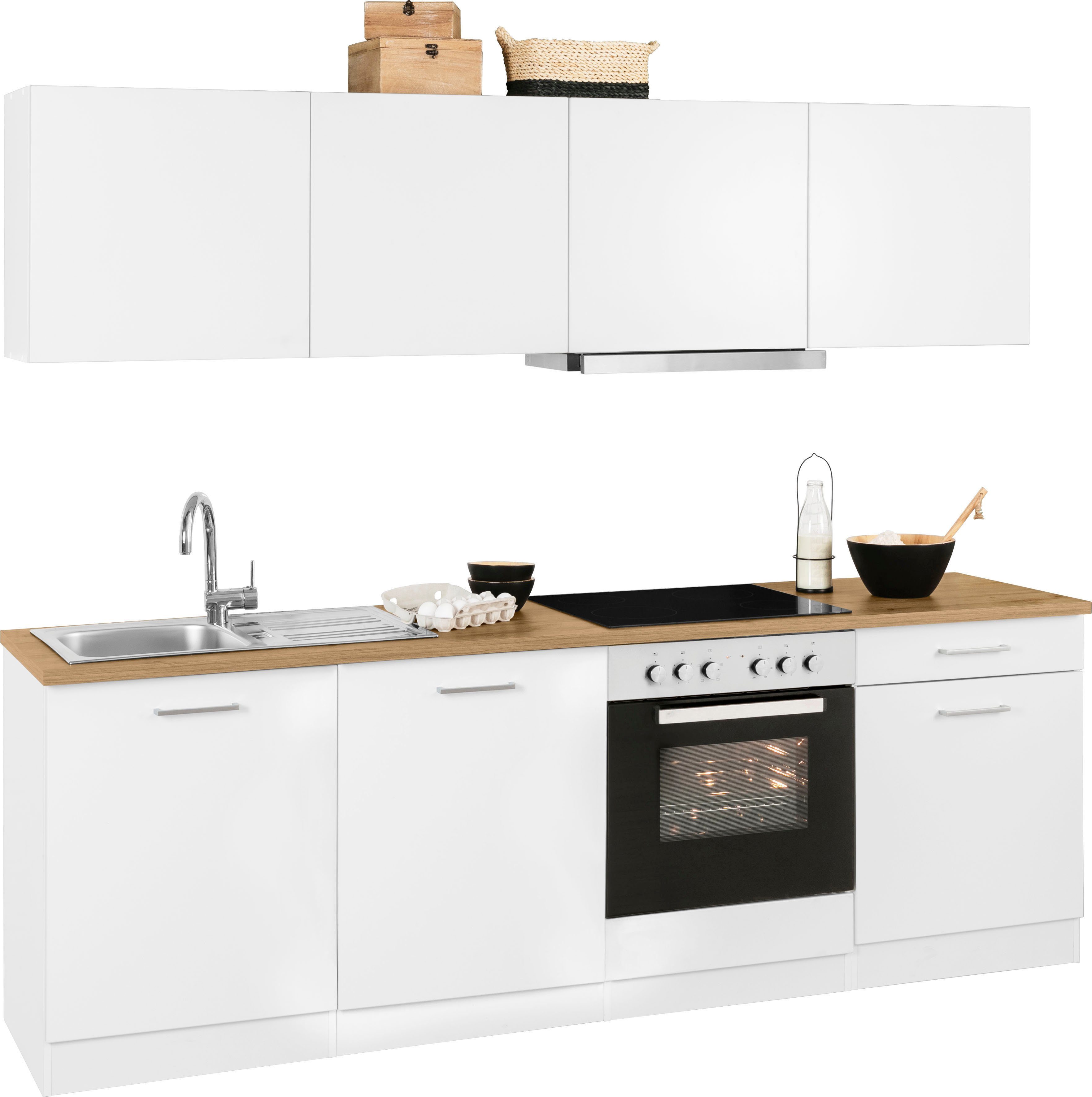 KOCHSTATION Küchenzeile KS-Kehl, mit E-Geräten, Breite 240 cm