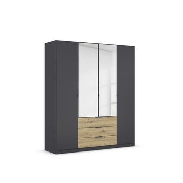 freiraum Drehtürenschrank Davoa in grau metallic / Eiche Artisan / Spiegel - B/H/T: 181/210/54 cm