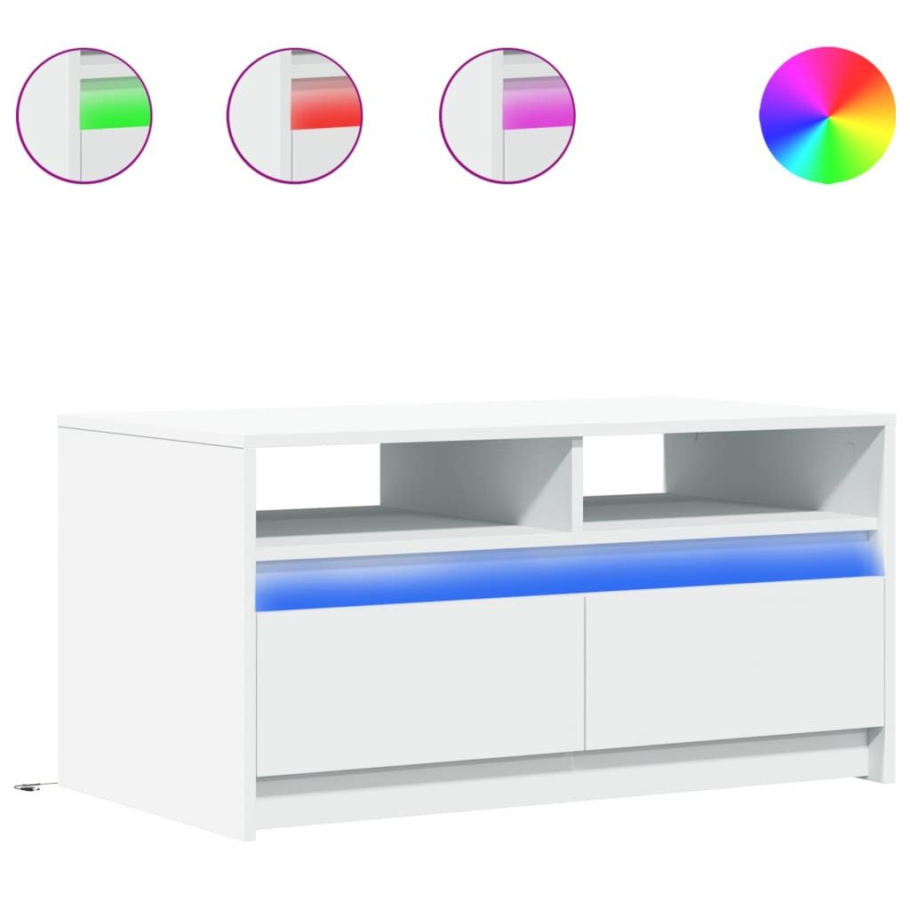 vidaXL Couchtisch LED-Couchtisch Weiß Holzwerkstoff (1-St) günstig online kaufen