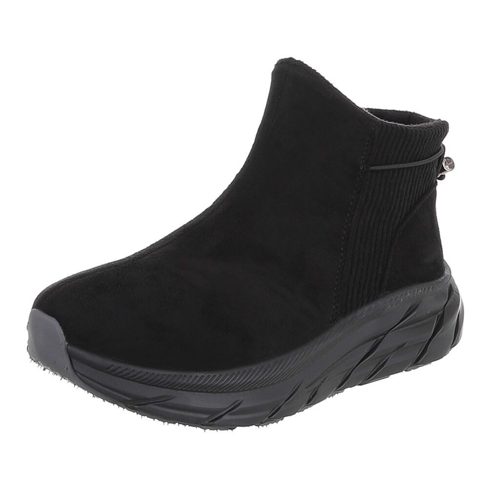 Ital-Design Damen Slip-on Boot mit Profilsohle Snowboots (92497469) Keilabsatz/Wedge Stiefeletten in Schwarz