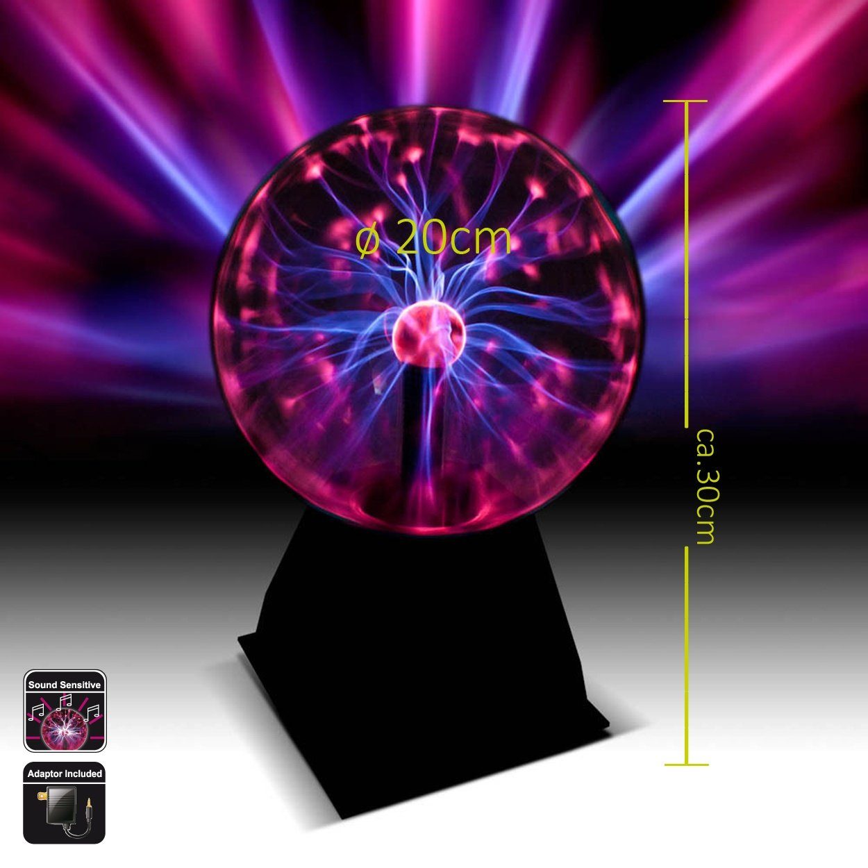 7even - Retro Discolicht 20cm Plasmakugel Lichteffekt Toller