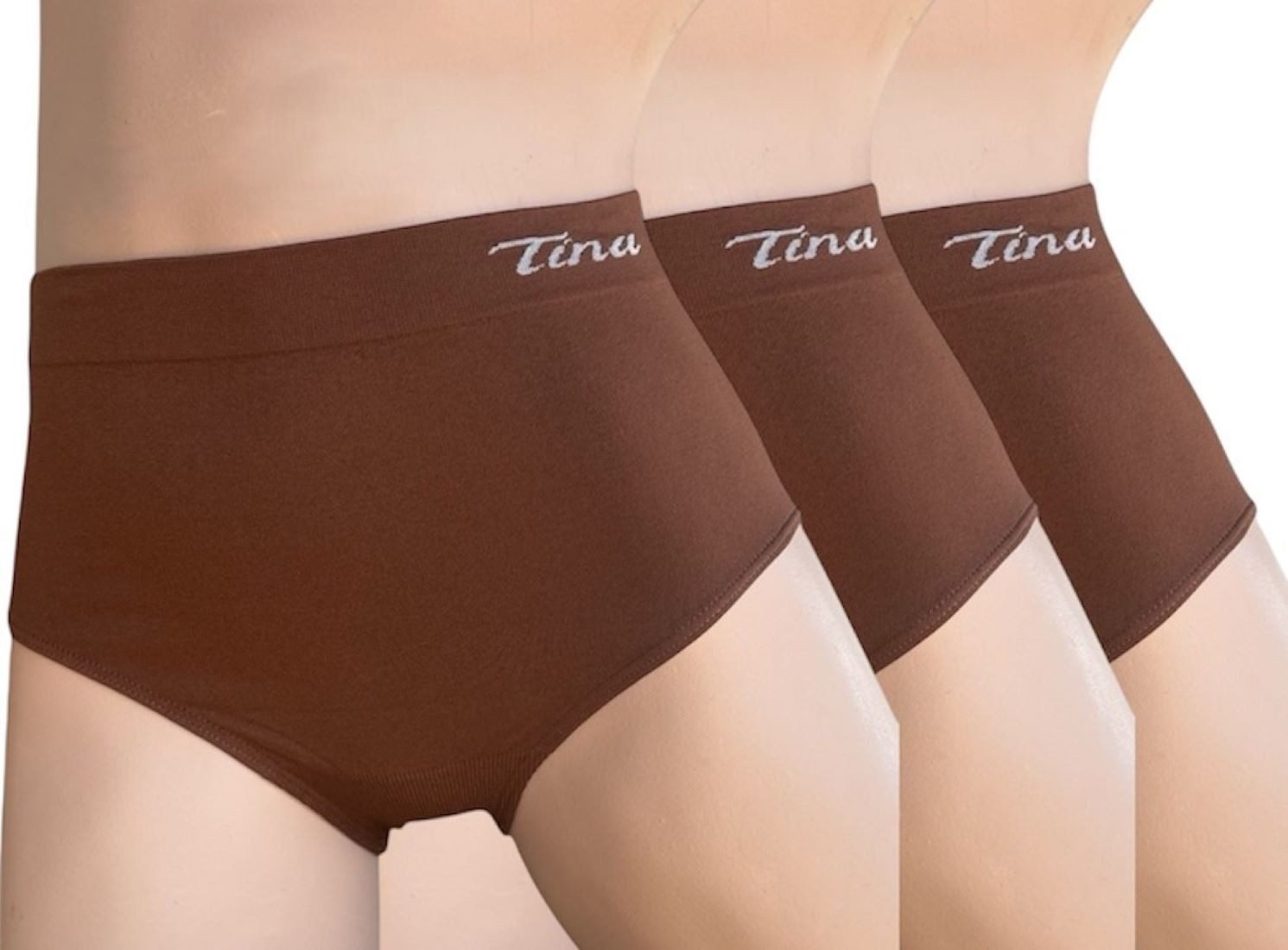 Dekker Taillenslip Damenslip "Tina" Seamless ohne Nähte super elastisch (Packung, 3er Pack) mit Logoschriftzug am Wäschebund