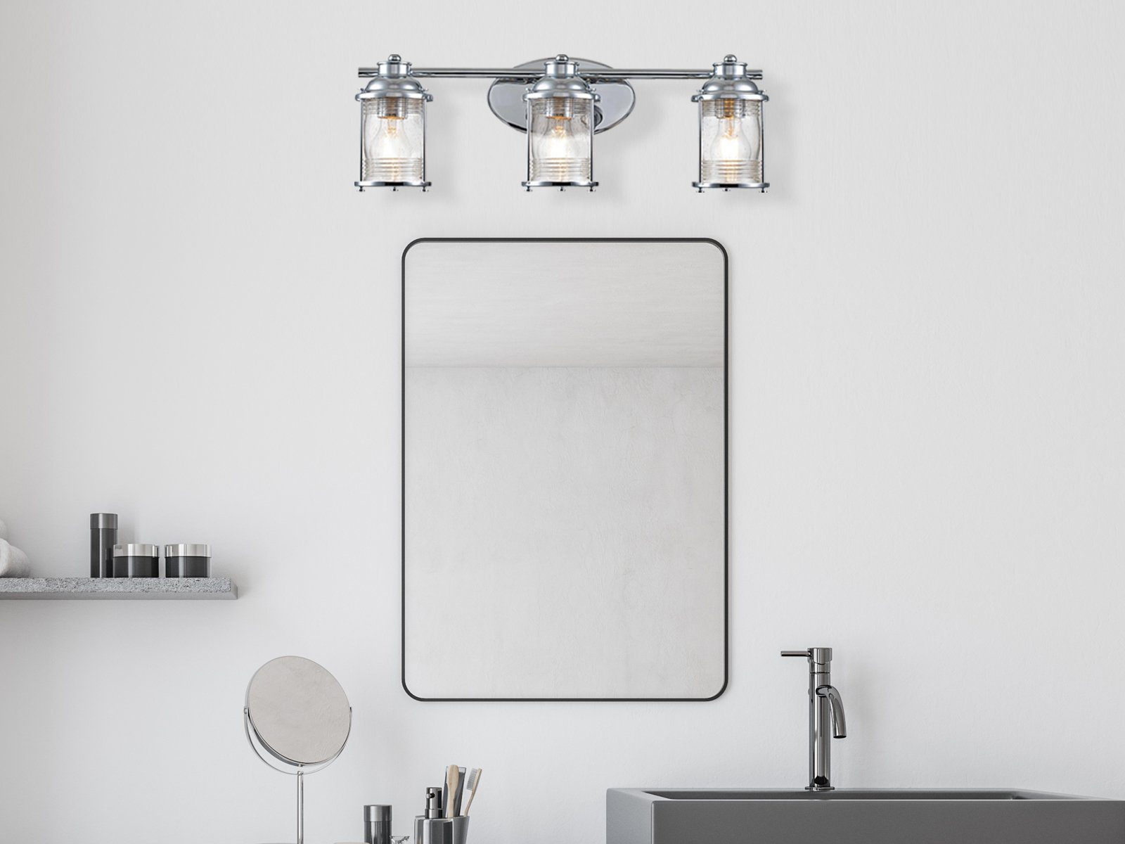 Kichler LED Wandleuchte, LED wechselbar, warmweiß, Bad-lampe Wand Spiegelleuchten Badezimmerlampen Gäste WC, Breite 61cm
