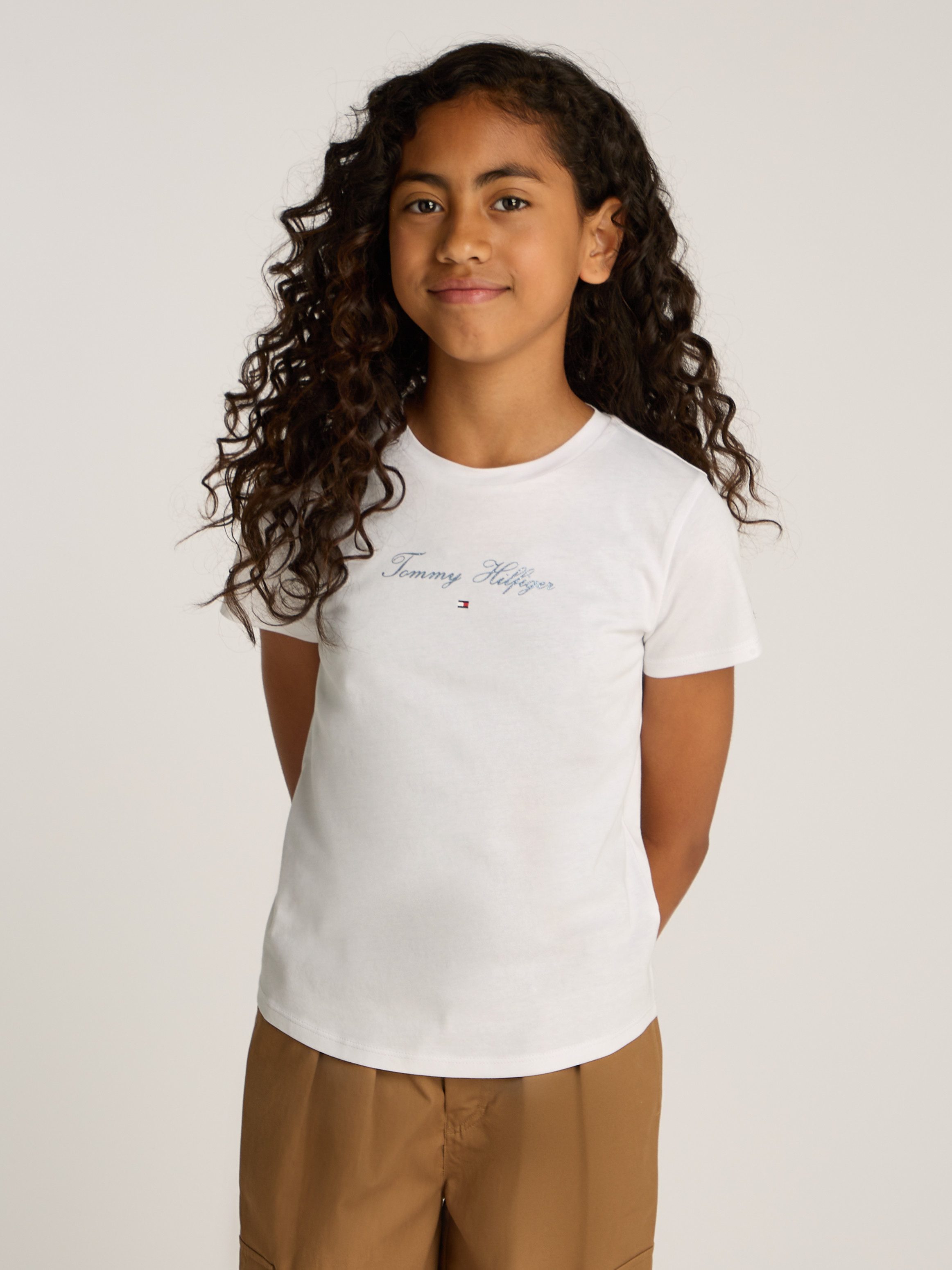 Tommy Hilfiger T-Shirt mit glitzerndem Schriftzug günstig online kaufen
