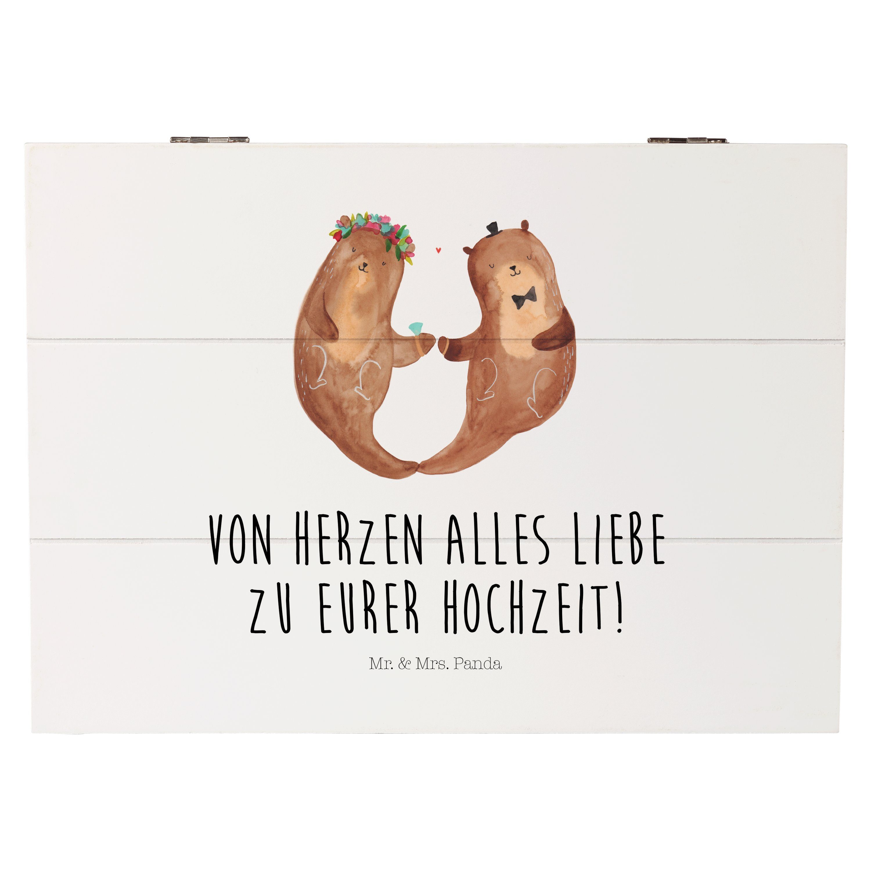 Dekokiste Hochzeitspaar Otter - Weiß - Geschenk, Jahrestagsgeschenk, Hochzeitsg
