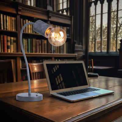 etc-shop Schreibtischlampe, Leuchtmittel nicht inklusive, Tischleuchte Schreibtischlampe Metall Silber Spot beweglich H 59 cm