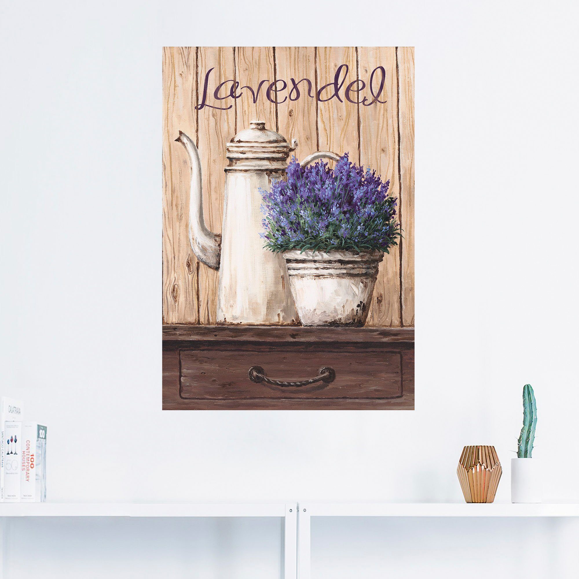 Artland Wandbild Lavendel, Vasen & Töpfe (1 St), als Alubild, Leinwandbild,  Wandaufkleber oder Poster in versch. Größen