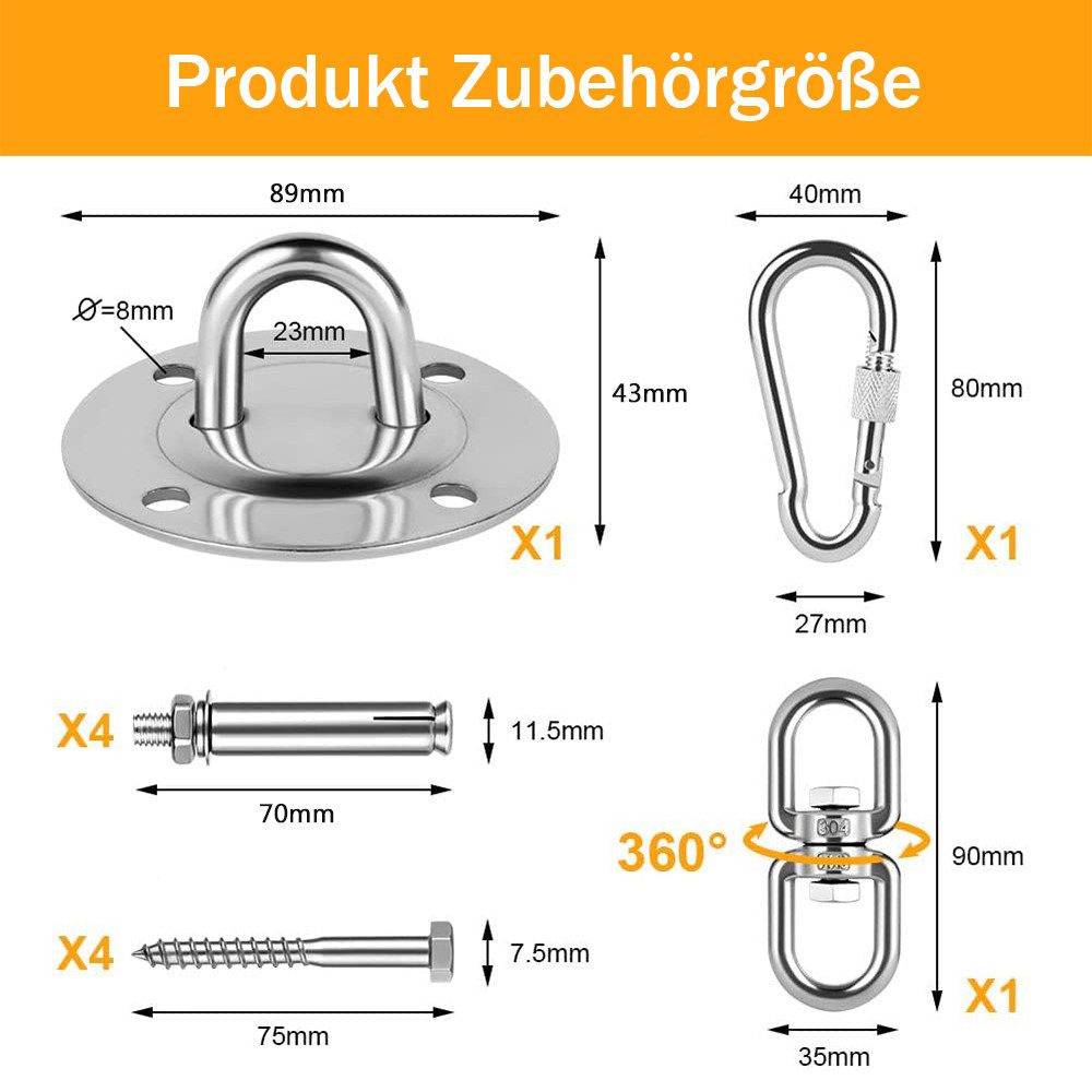 NUODWELL Deckenhaken Edelstahl Deckenhaken, 500kg Tragekraft, Schwerlasthak günstig online kaufen