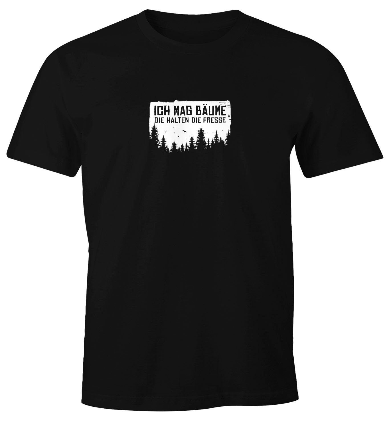 MoonWorks Print-Shirt Herren T-Shirt mit Spruch lustig Ich mag Bäume Sarkasmus Ironie Wald O mit Print schwarz