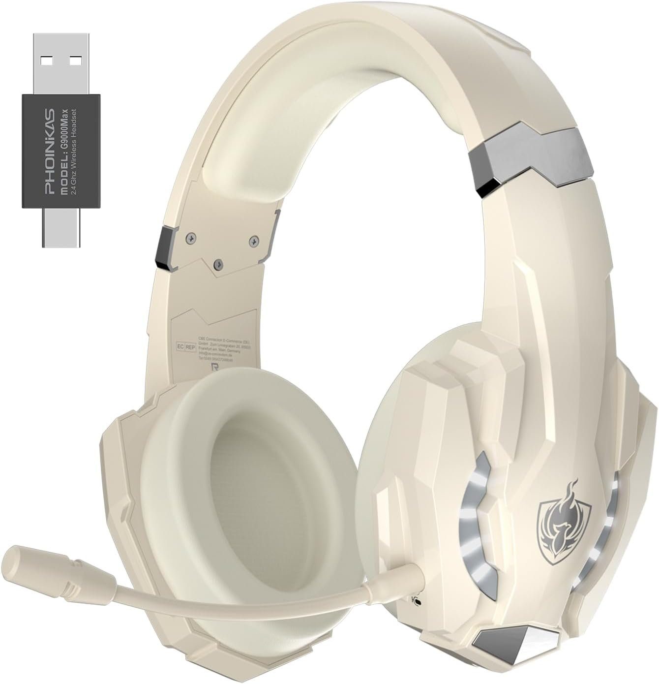 PHOINIKAS Gaming-Headset (Skin-friendly ear PS4/PS5/Switch/PC/Mobiltelefon/Laptop) memory Gaming-Headset Kabellos, Kabelloses foam für pads