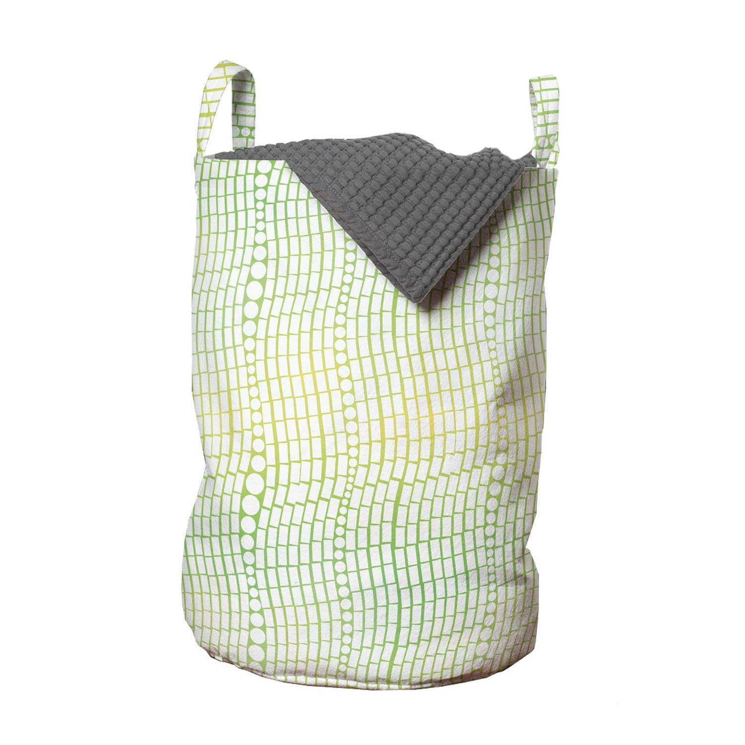 Abakuhaus Wäschesäckchen Wäschekorb mit Griffen Kordelzugverschluss für Waschsalons, Abstrakt Vertikale Wellen Tupfen | Wäschesäcke