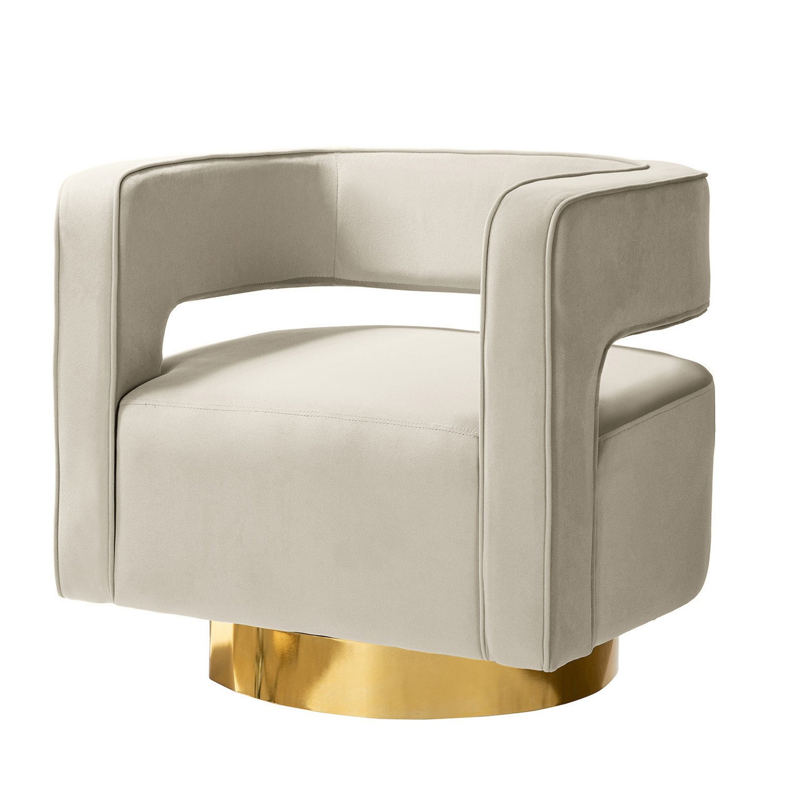 HULALA HOME Drehstuhl Loungesessel mit ergonomischer Rückenlehne und goldenem Metallgestell (1 St), Drehstuhl, Samt-Armlehnensessel für Wohnzimmer und Schlafzimmer