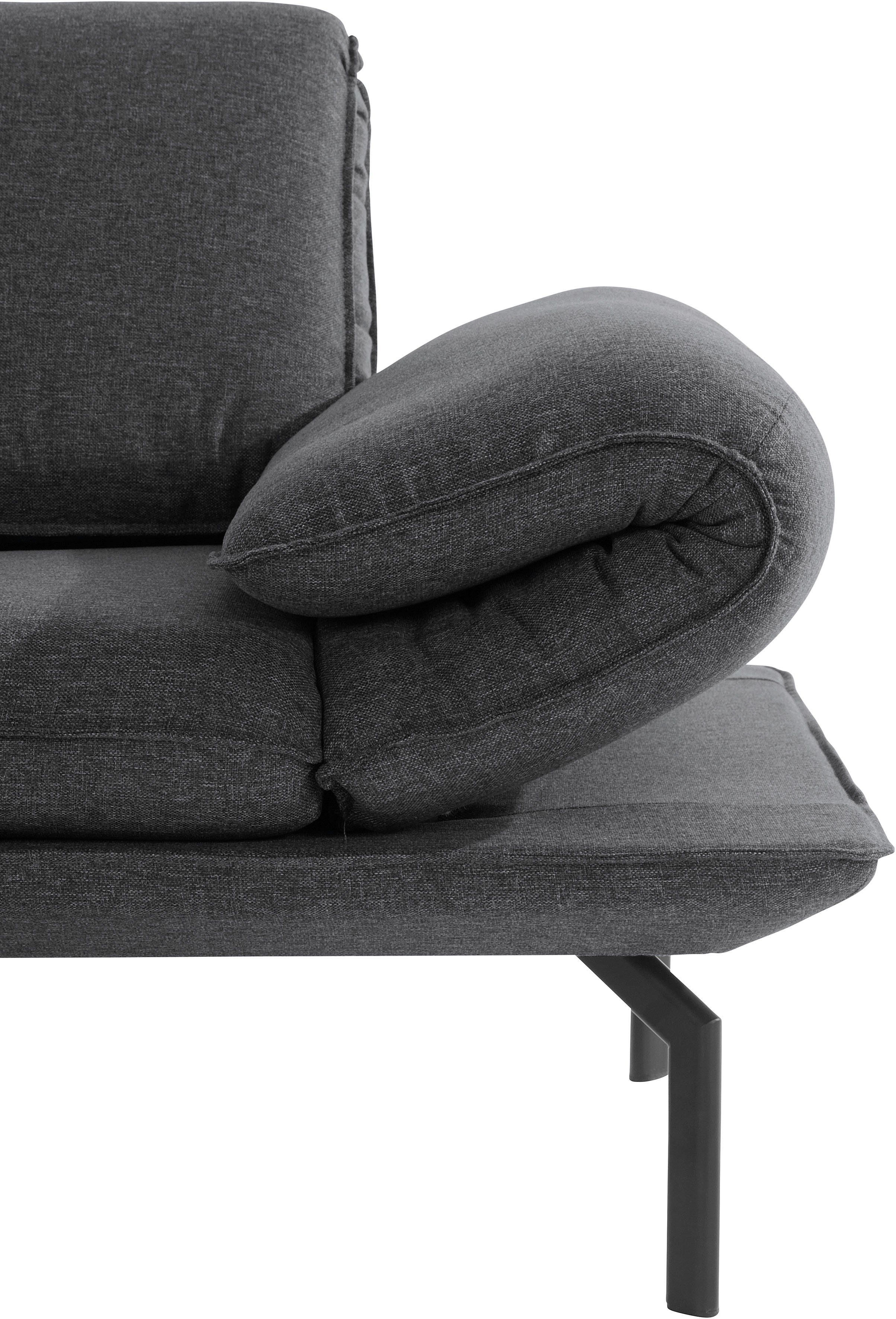 DOMO collection Ecksofa New York, mit und Metall Arm- mit Rückenfunktion, aus Winkelfuß wahlweise