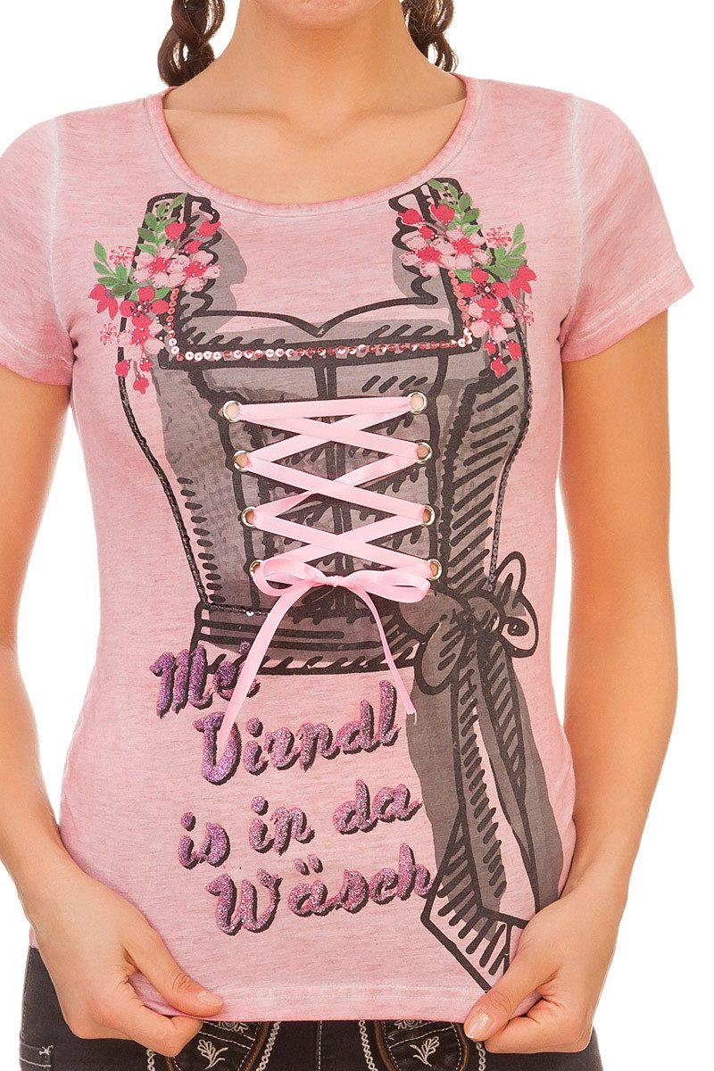 MarJo Trachtenshirt Trachtenshirt Damen - GITTA - rosa