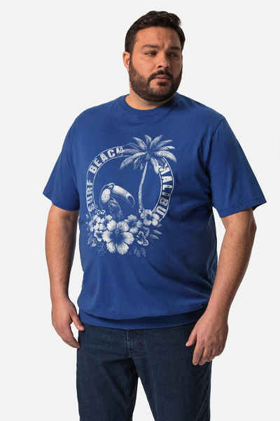 Men Plus T-Shirt Men+ T-Shirt Bauchfit Halbarm Palmen Print